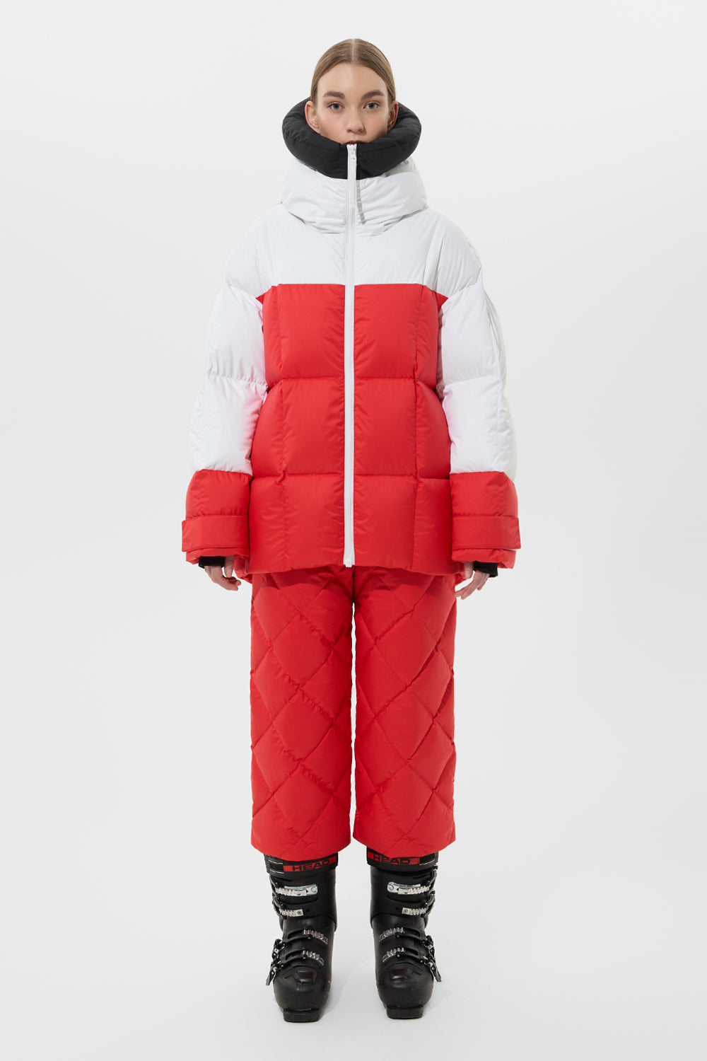 Multi Apres Ski Long Wendy Jacket Tec Black + White + Red