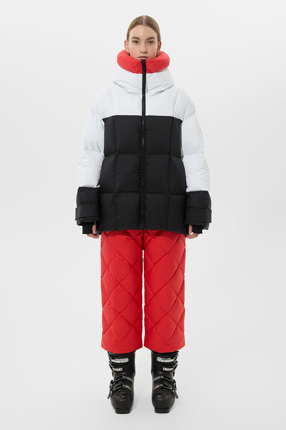 Multi Apres Ski Long Wendy Jacket Tec Red + White + Black