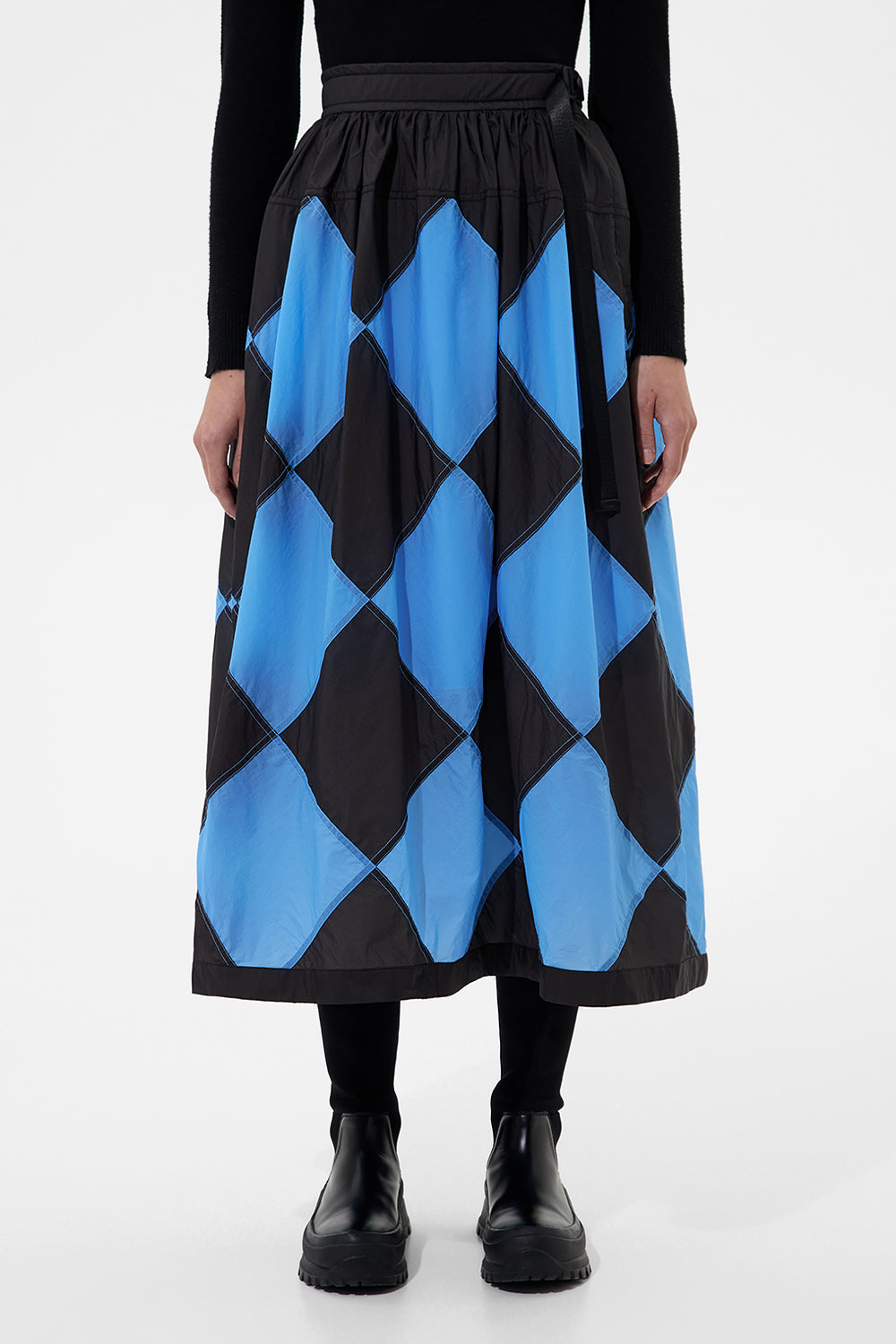 Diamond Balloon Skirt Micro Black + Micro Bright Blue