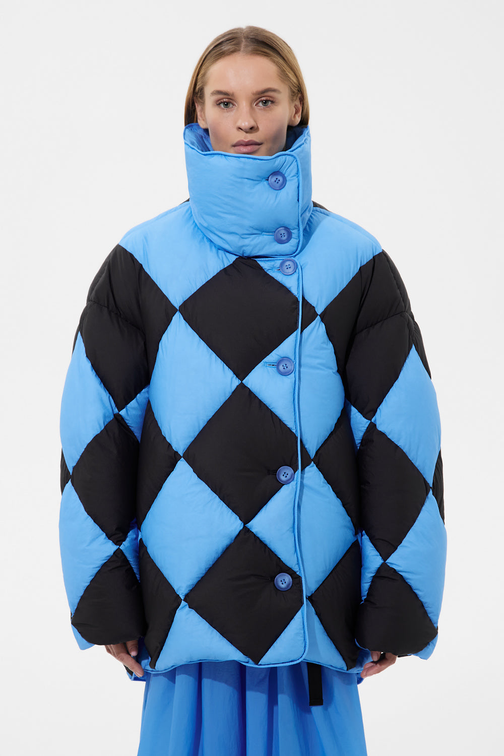 Diamond Cozy Queen Jacket Micro Bright Blue+Micro Black