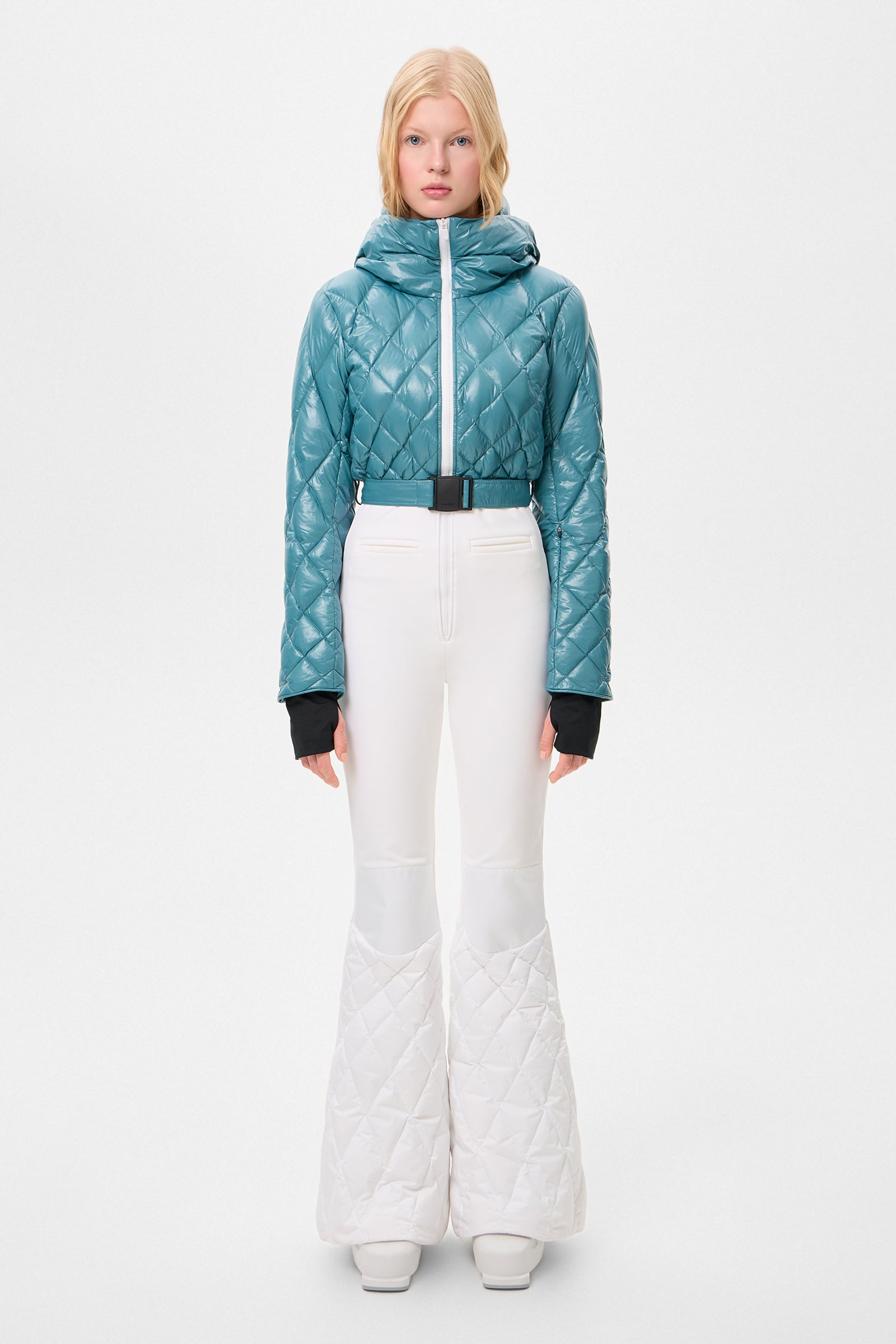 Apres Ski Stardust Overall Glitter Green + Shell White