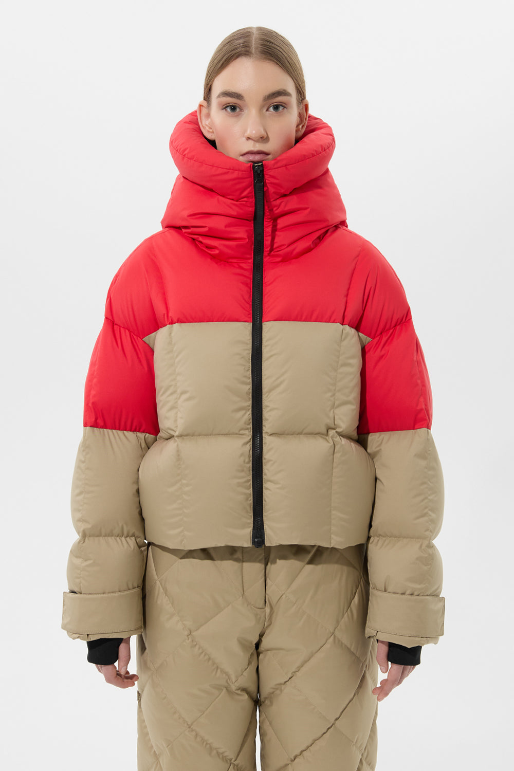 Double Apres Ski Wendy Jacket Tec Red + Beige