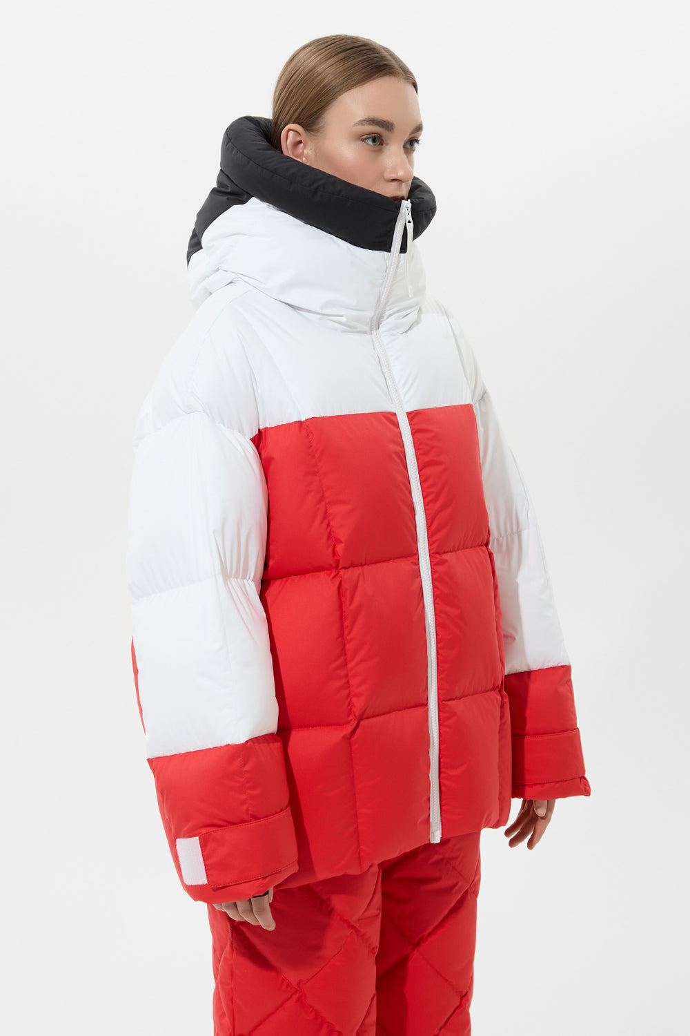 Multi Apres Ski Long Wendy Jacket Tec Black + White + Red