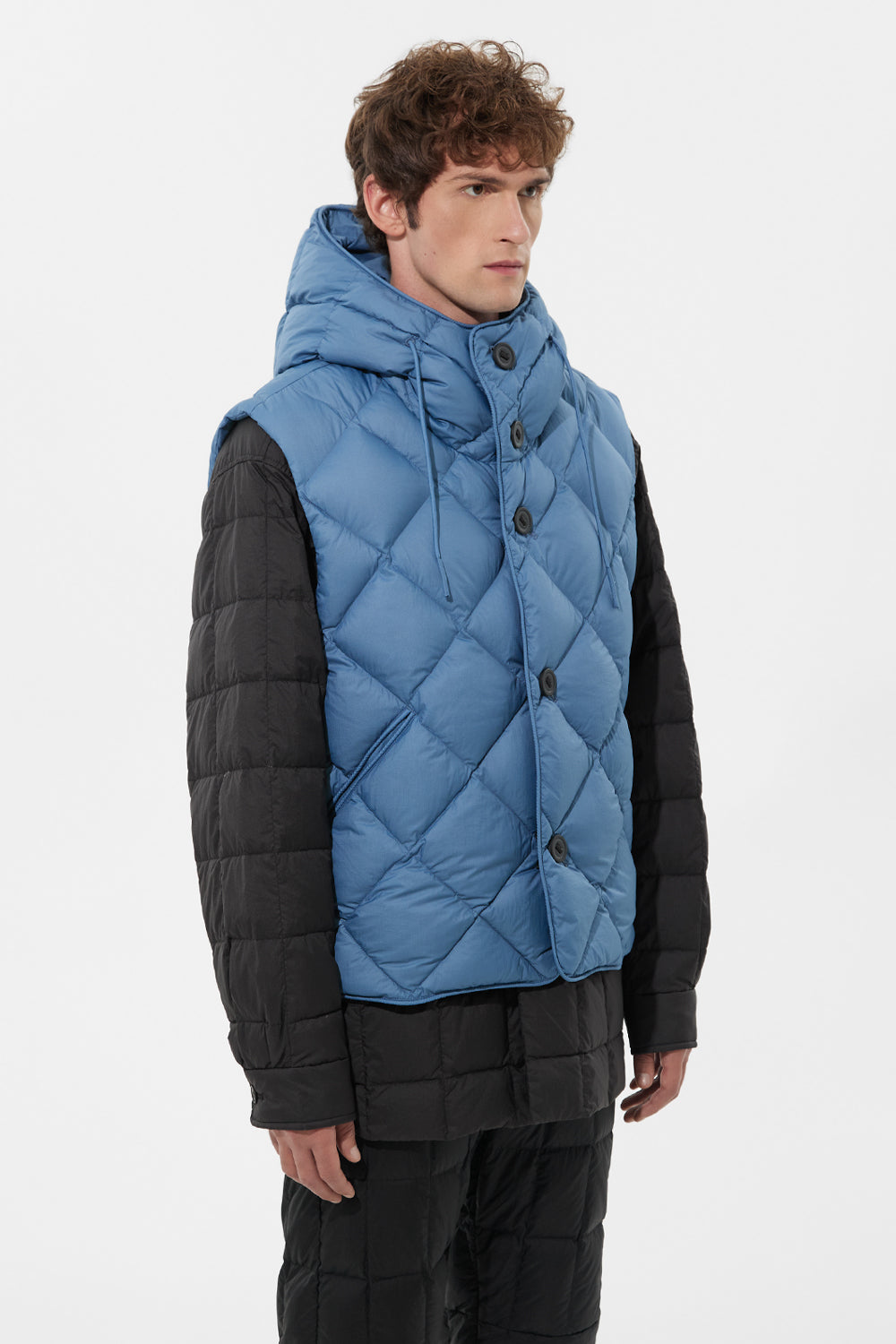 Cozy Vest Man Micro Stone Blue