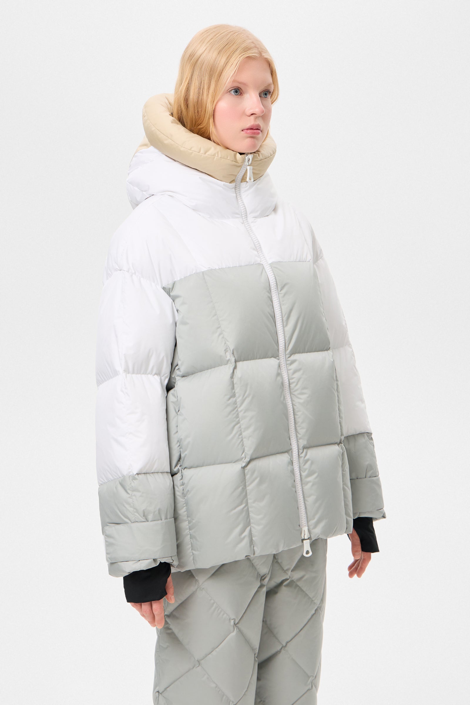 Multi Apres Ski Long Wendy Jacket Tec Beige + White+ Grey