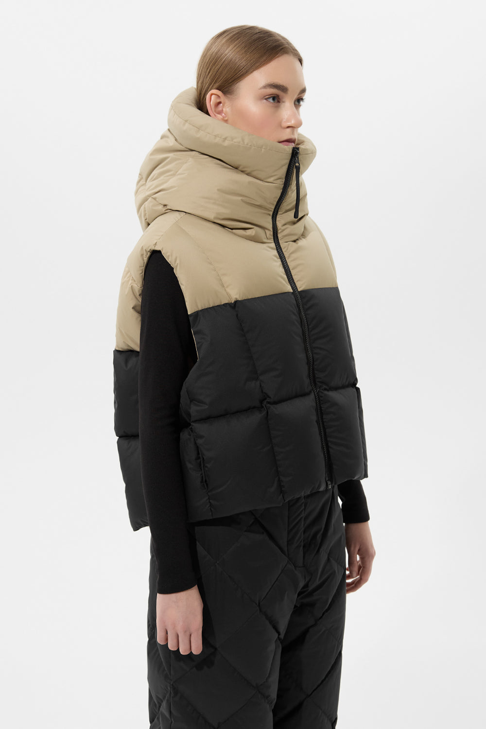 Double Apres Ski Wendy Vest Tec Beige + Black