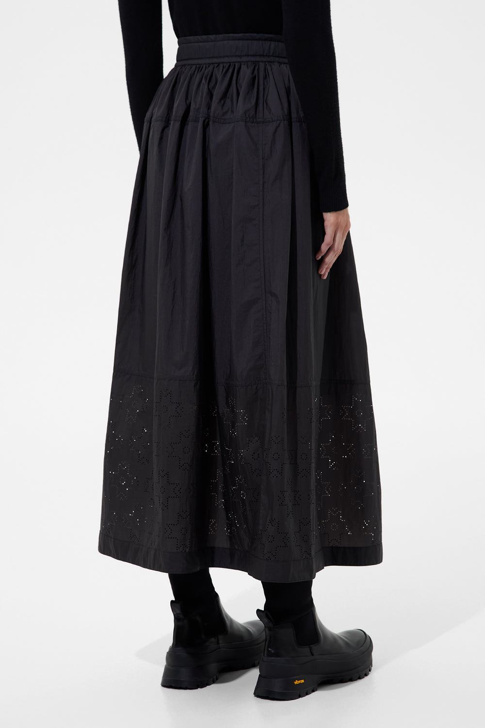 Perforated Skirt Micro Black