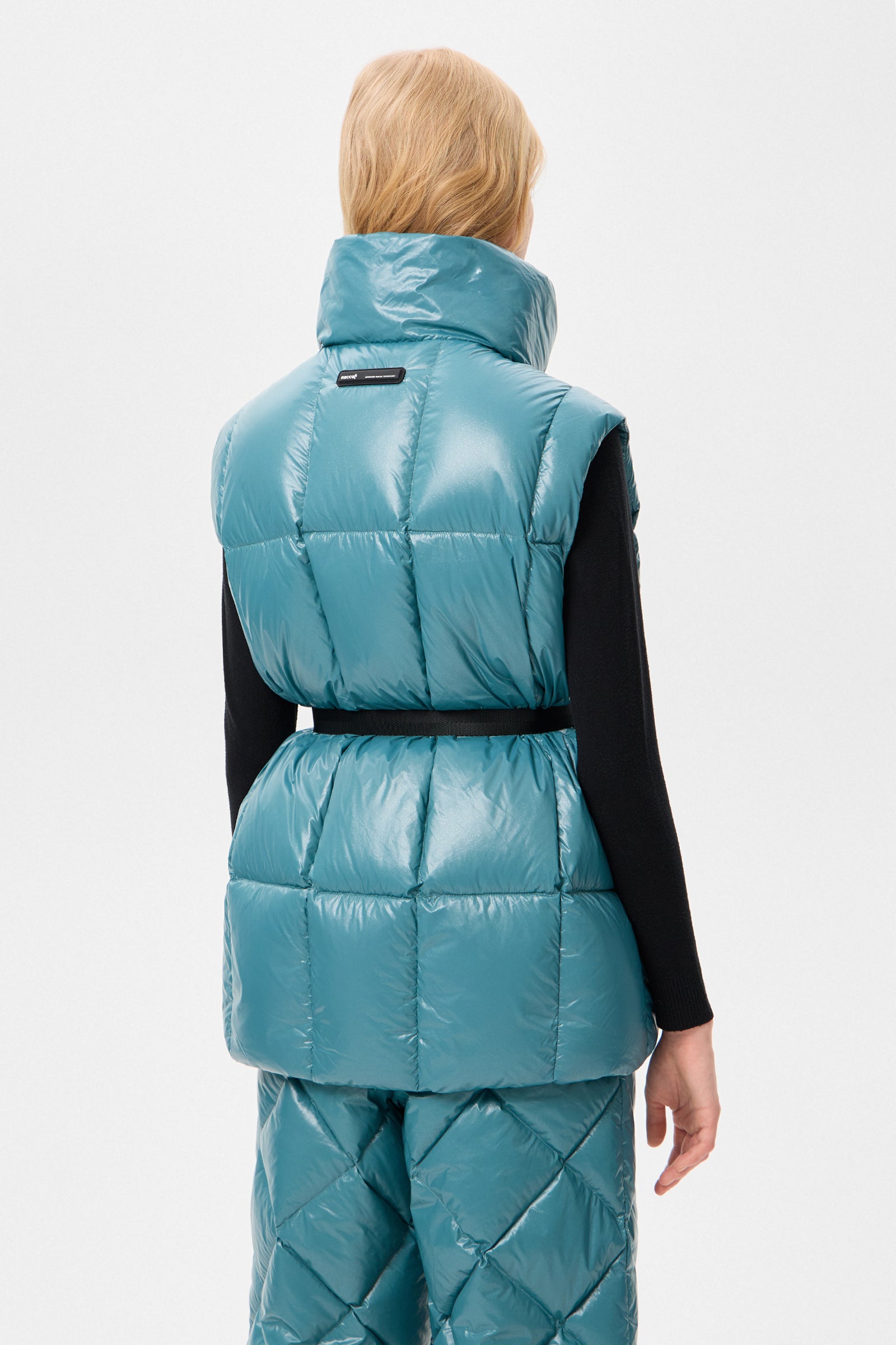 Apres Ski Belted Vest Glitter Green