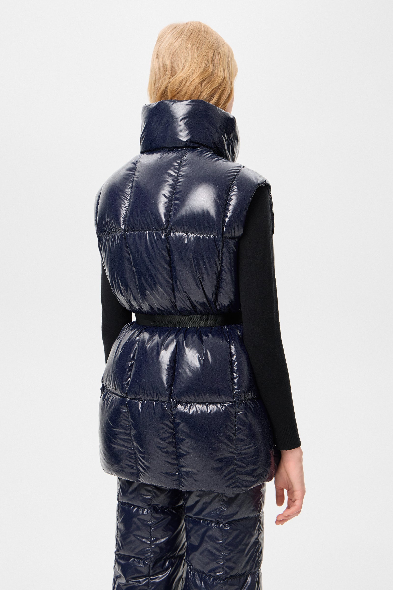 Apres Ski Belted Vest Glitter Navy