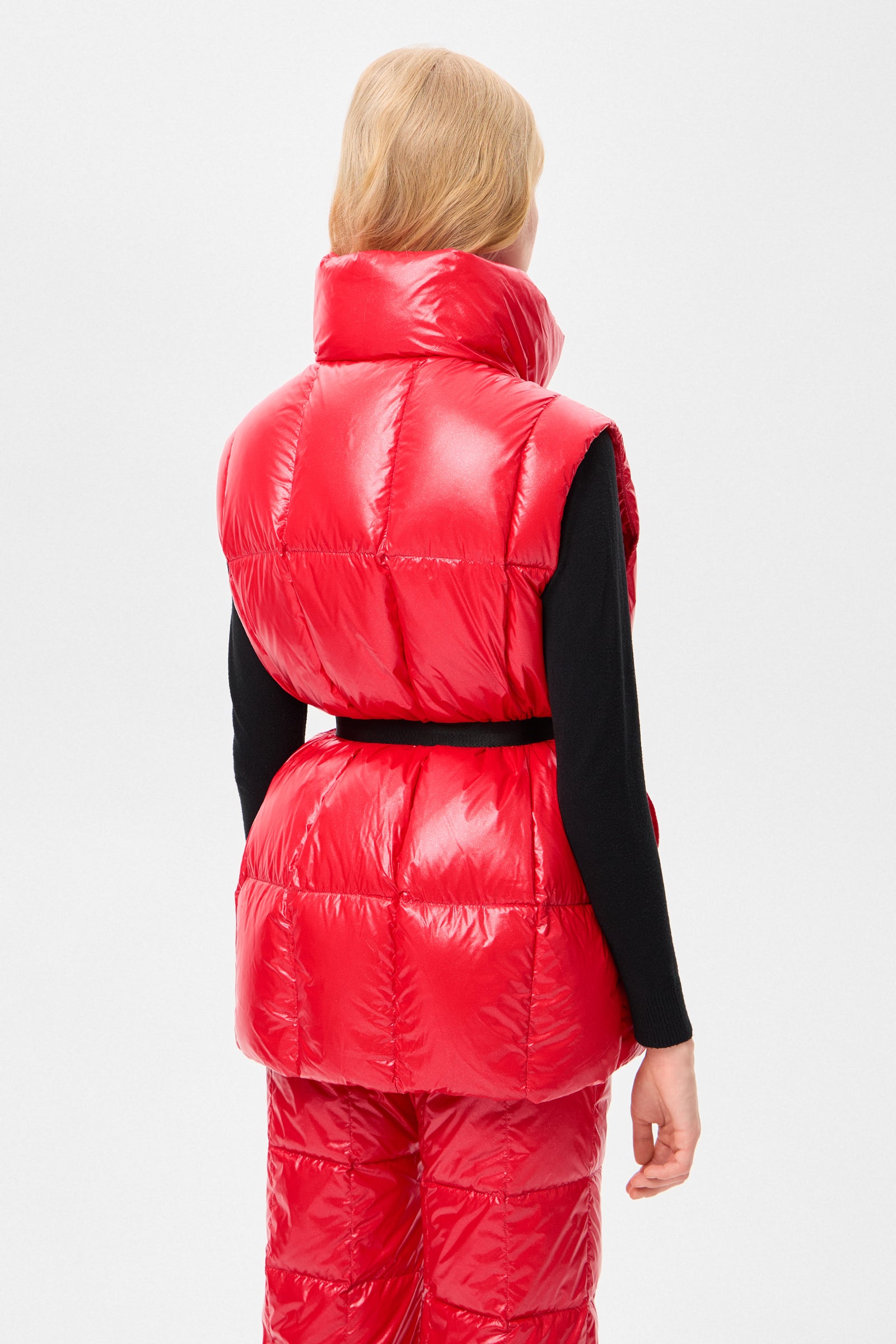 Apres Ski Belted Vest Glitter Red