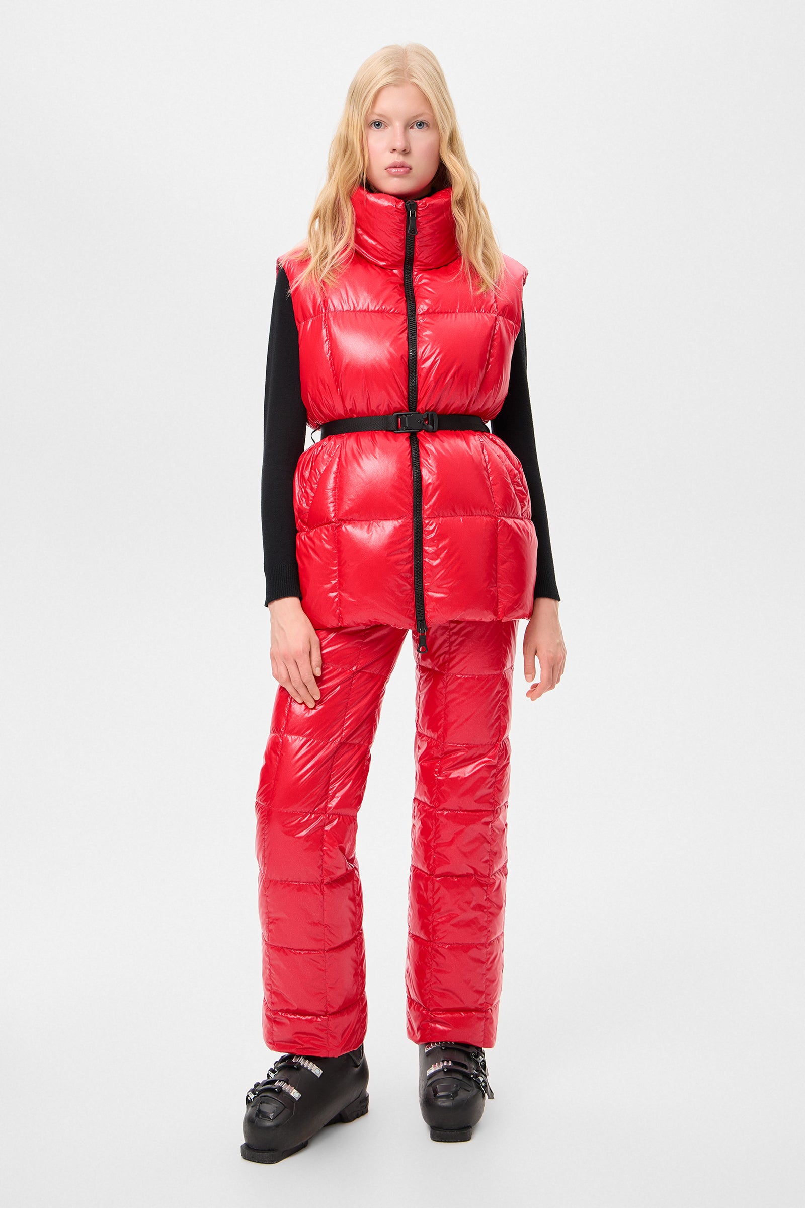 Apres Ski Belted Vest Glitter Red