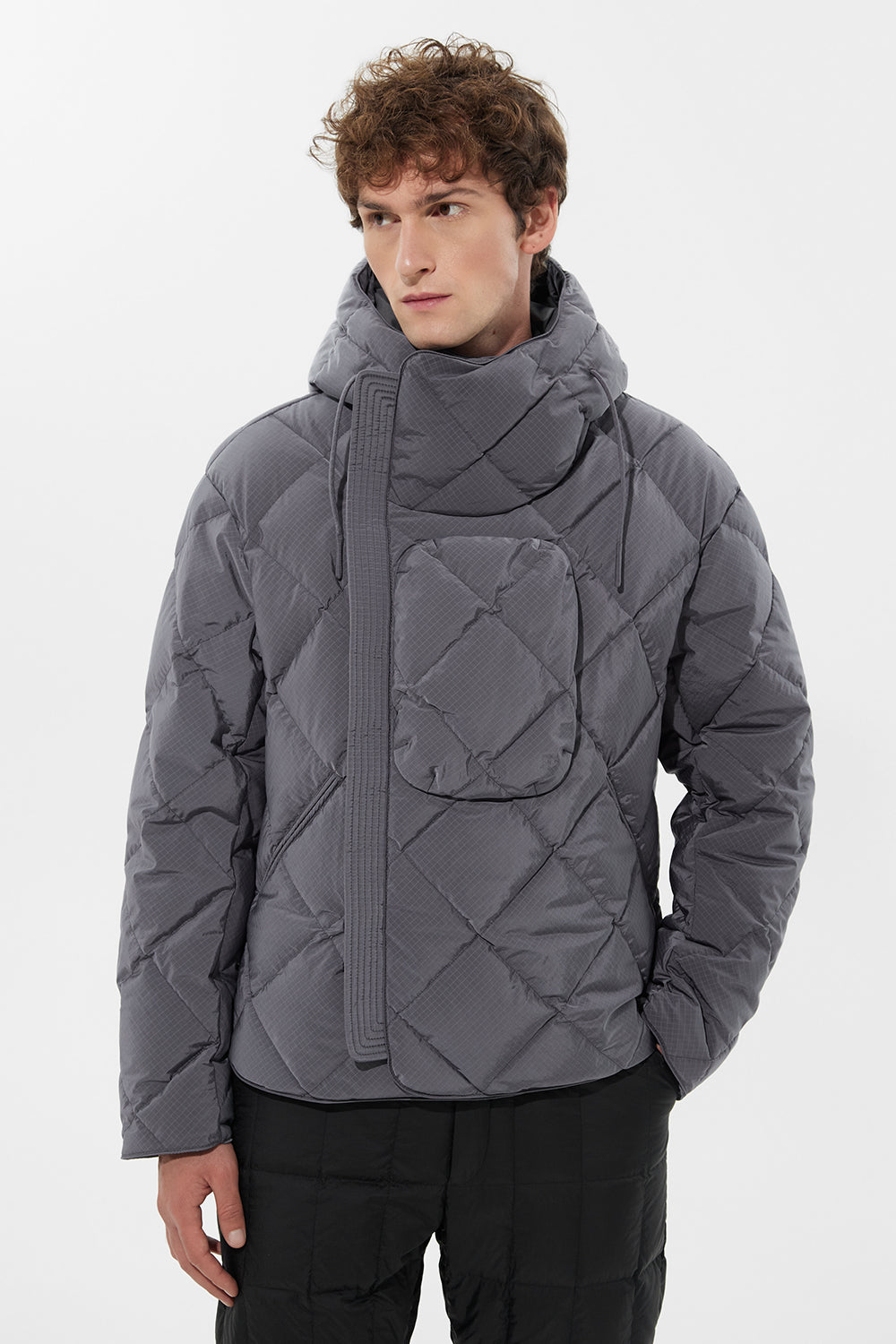 Atti Jacket Man Rib Grey Violet