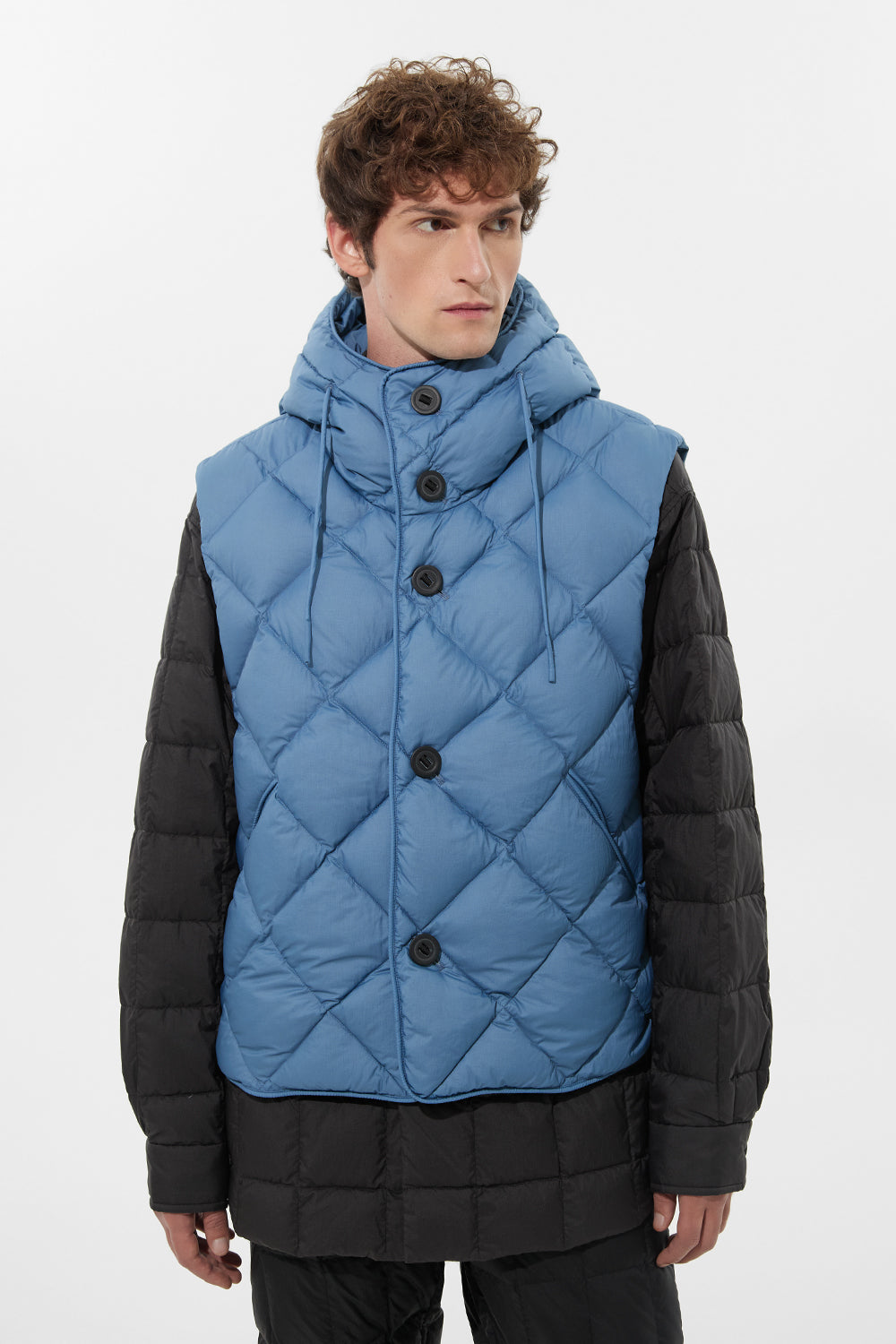 Cozy Vest Man Micro Stone Blue