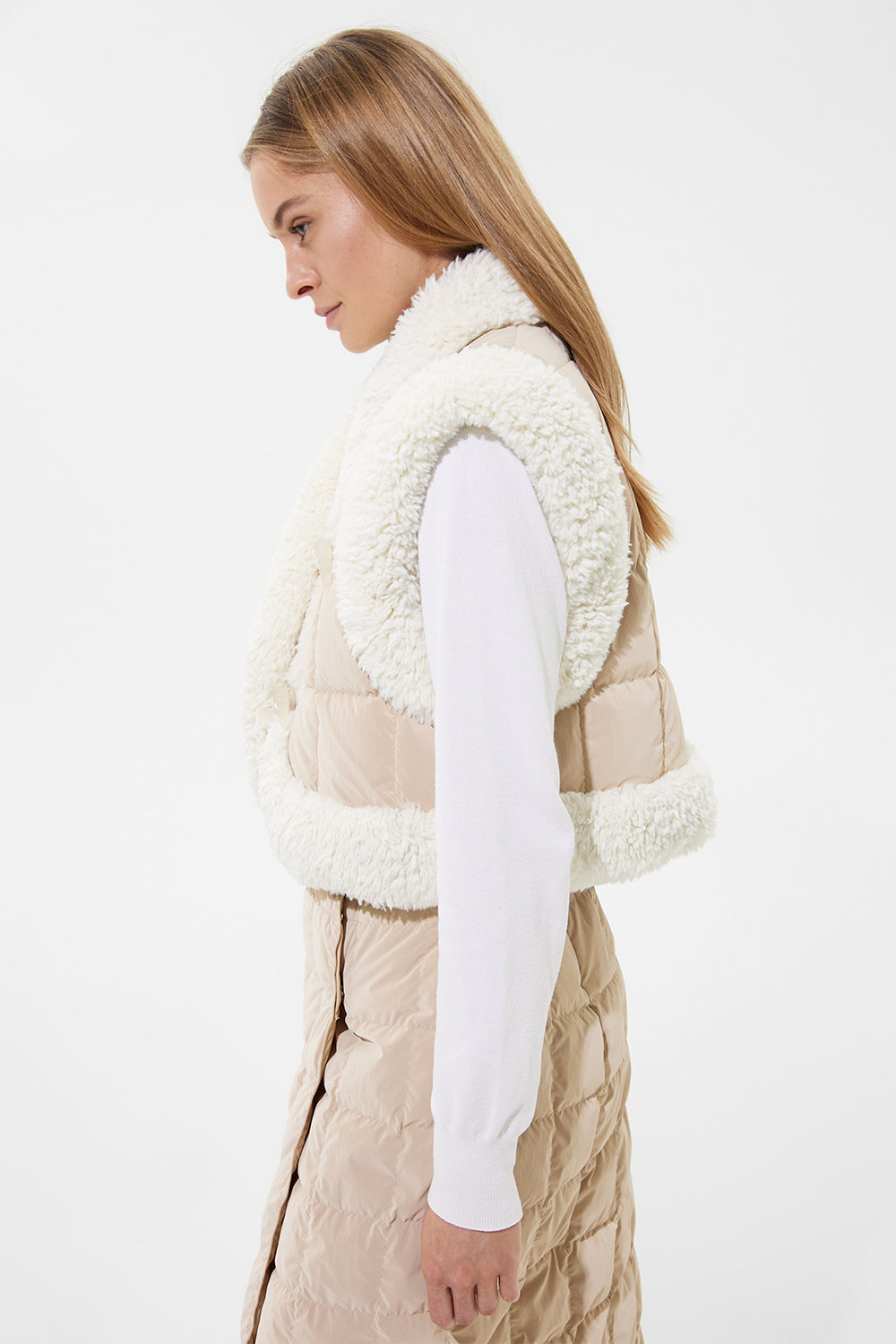 Cropped Keptar Vest Powder Ivory