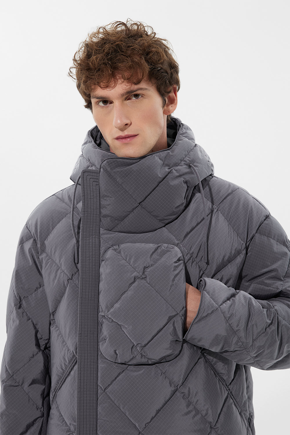 Atti Jacket Man Rib Grey Violet