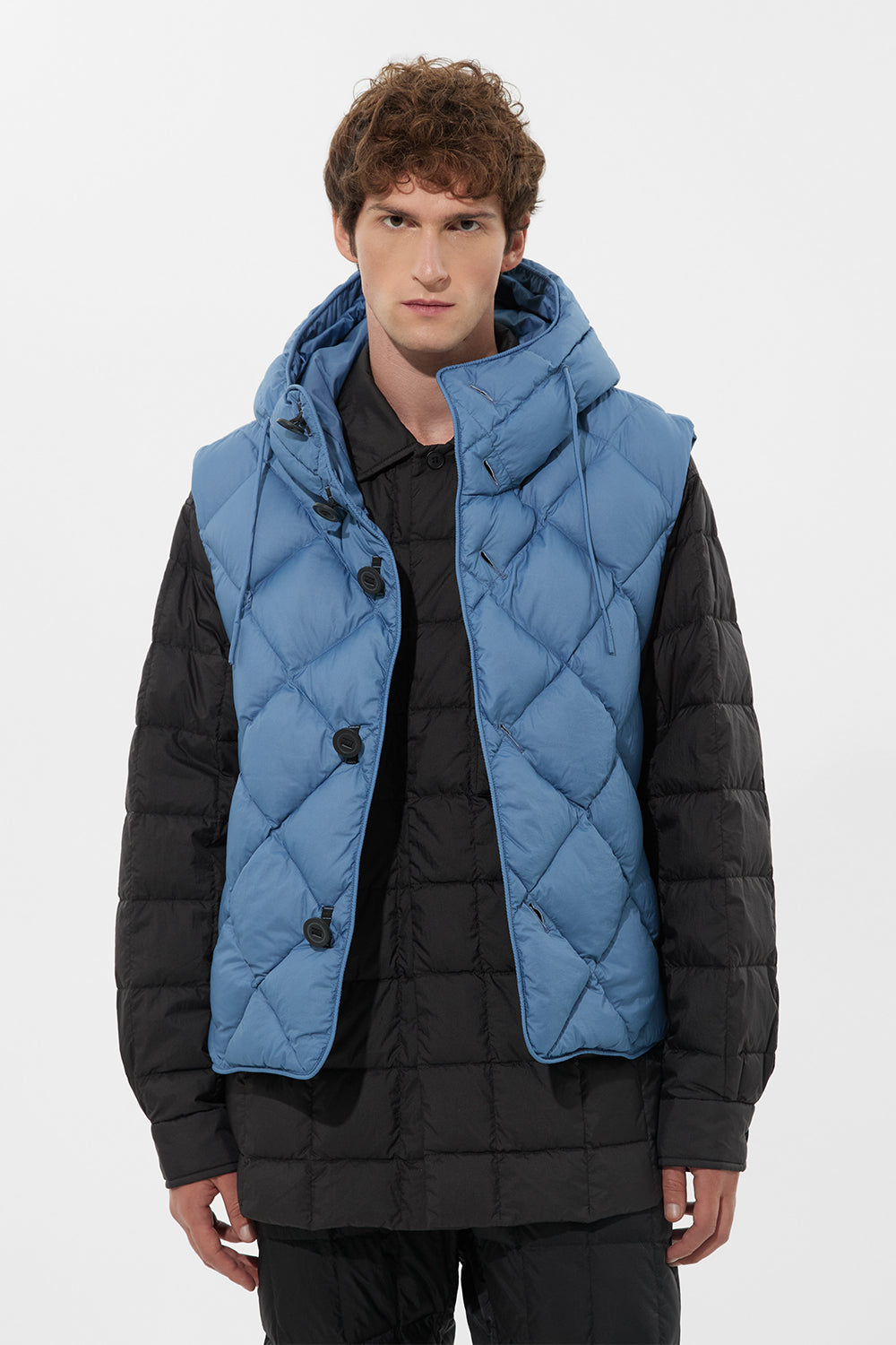 Cozy Vest Man Micro Stone Blue