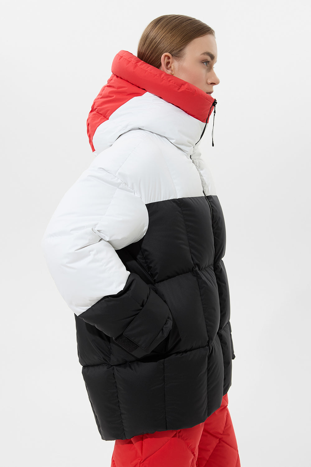 Multi Apres Ski Long Wendy Jacket Tec Red + White + Black