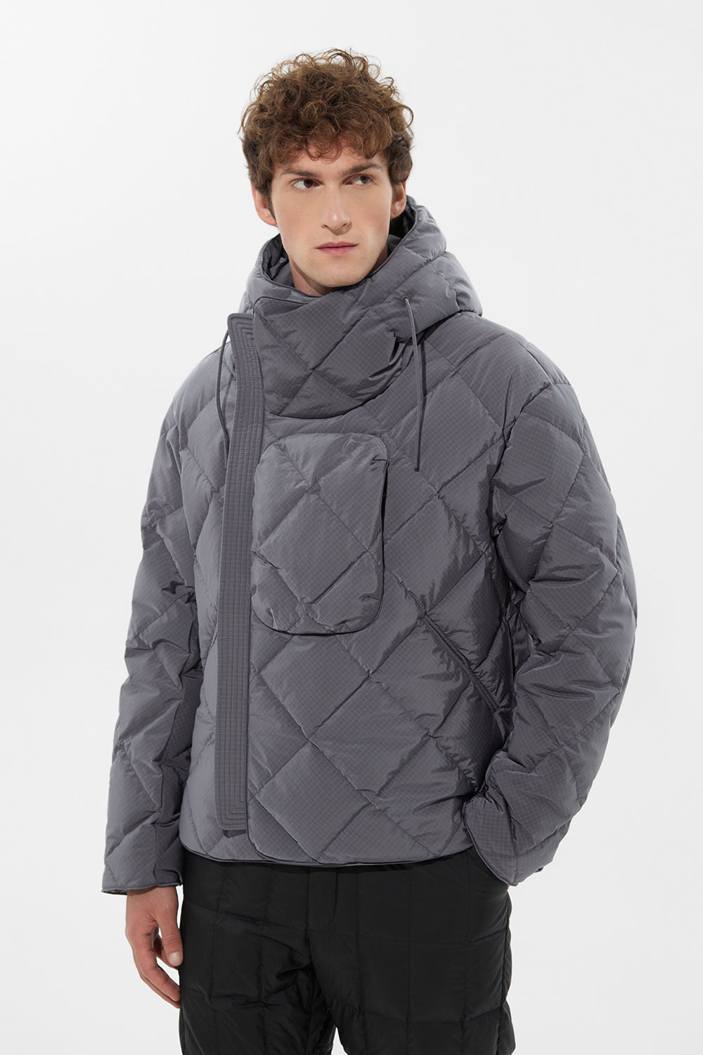 Atti Jacket Man Rib Grey Violet