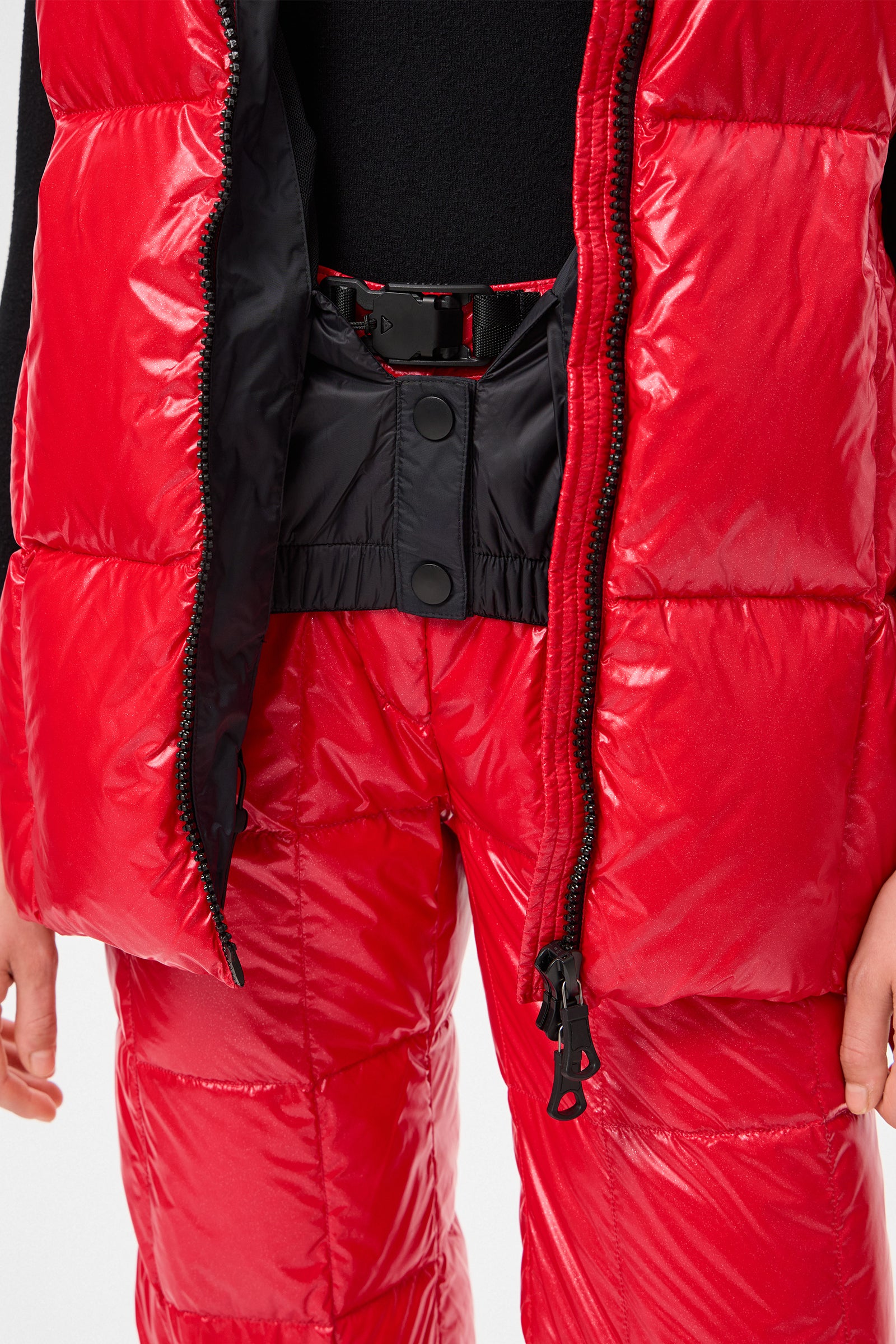 Apres Ski Belted Vest Glitter Red