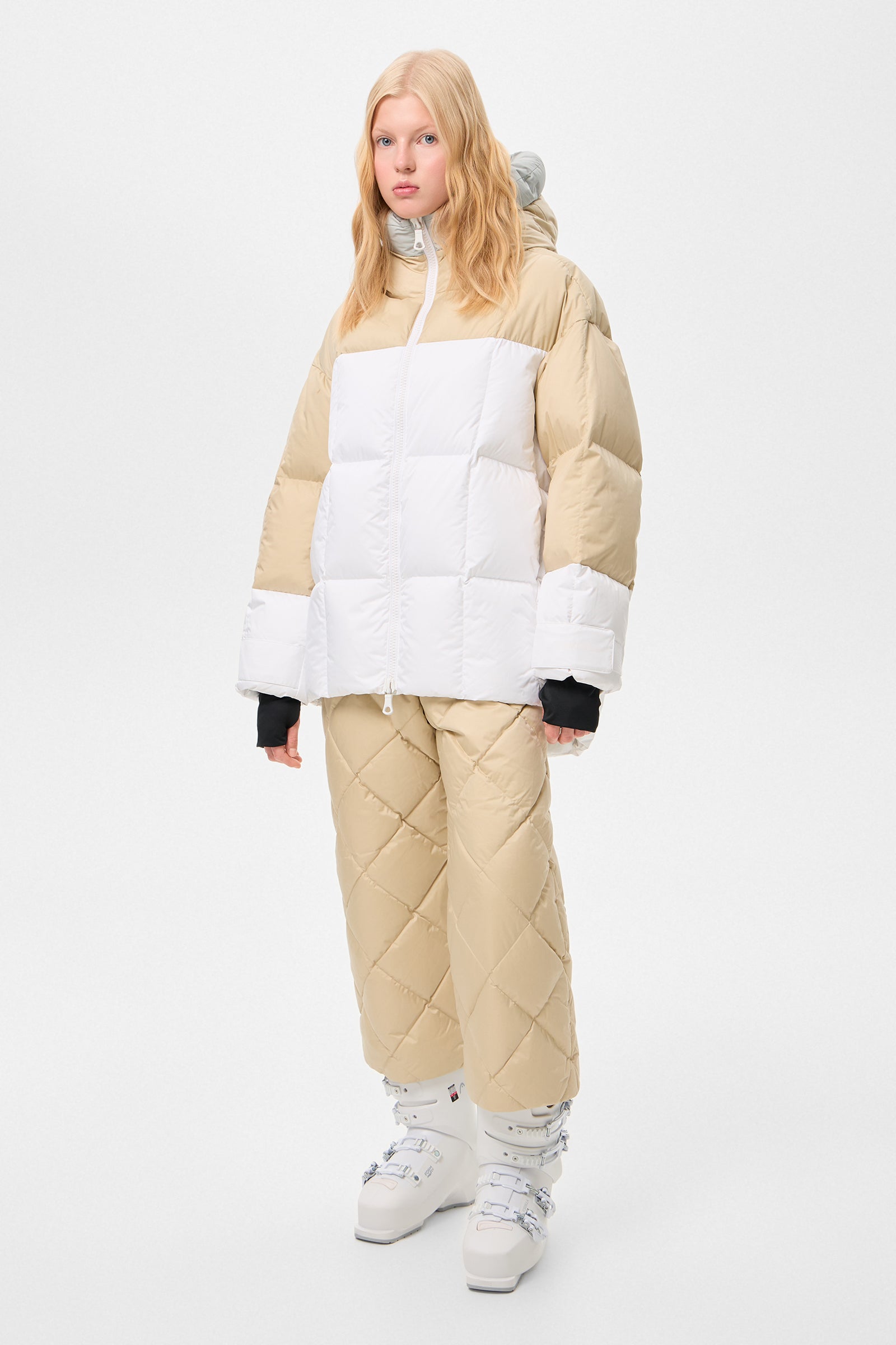 Multi Apres Ski Long Wendy Jacket Tec Grey + Beige + White