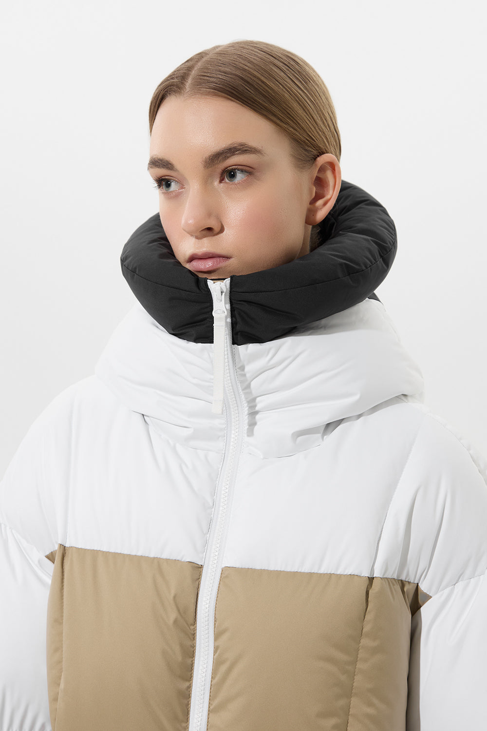 Multi Apres Ski Long Wendy Jacket Tec Black + White + Beige