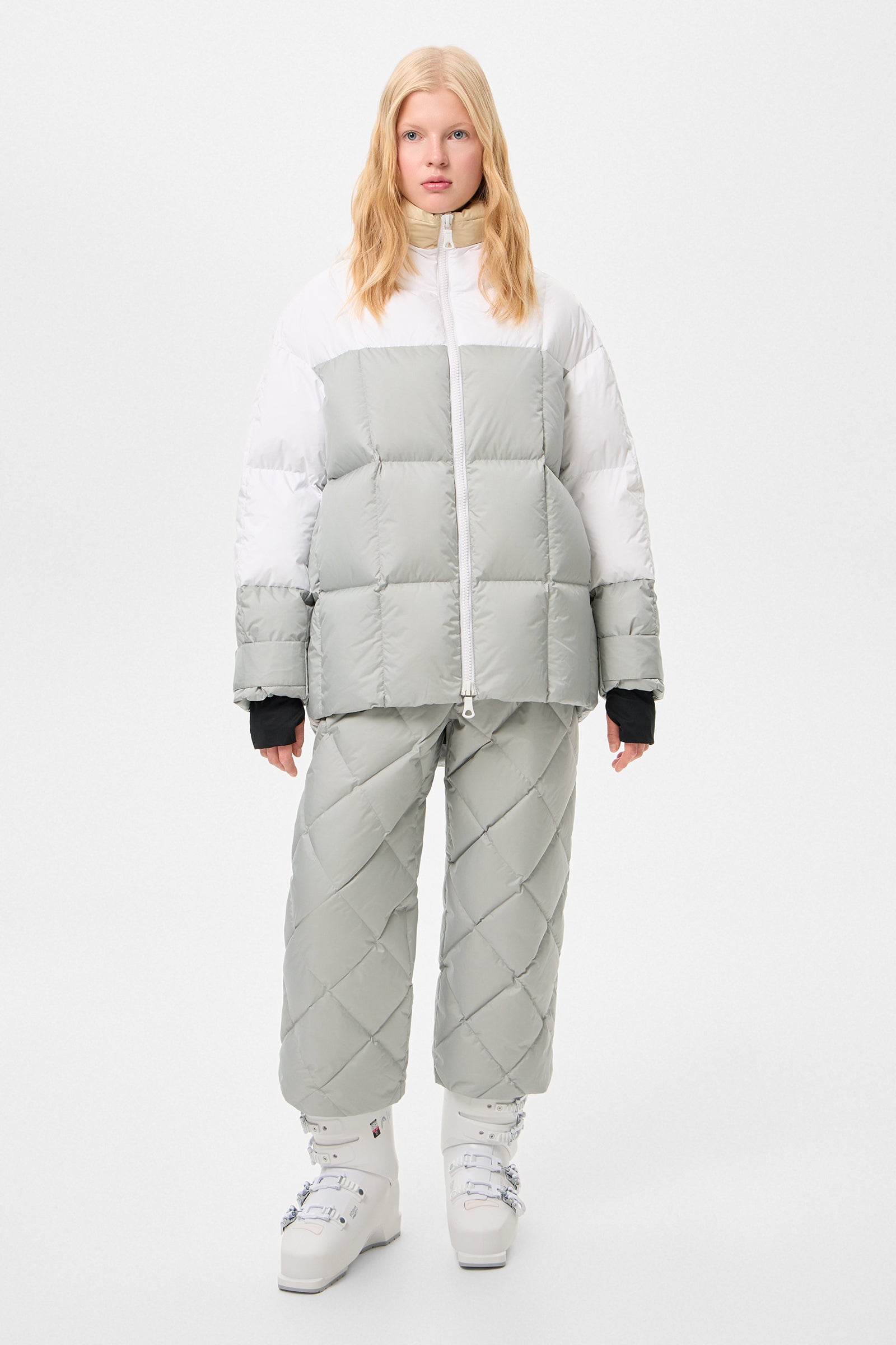 Multi Apres Ski Long Wendy Jacket Tec Beige + White+ Grey