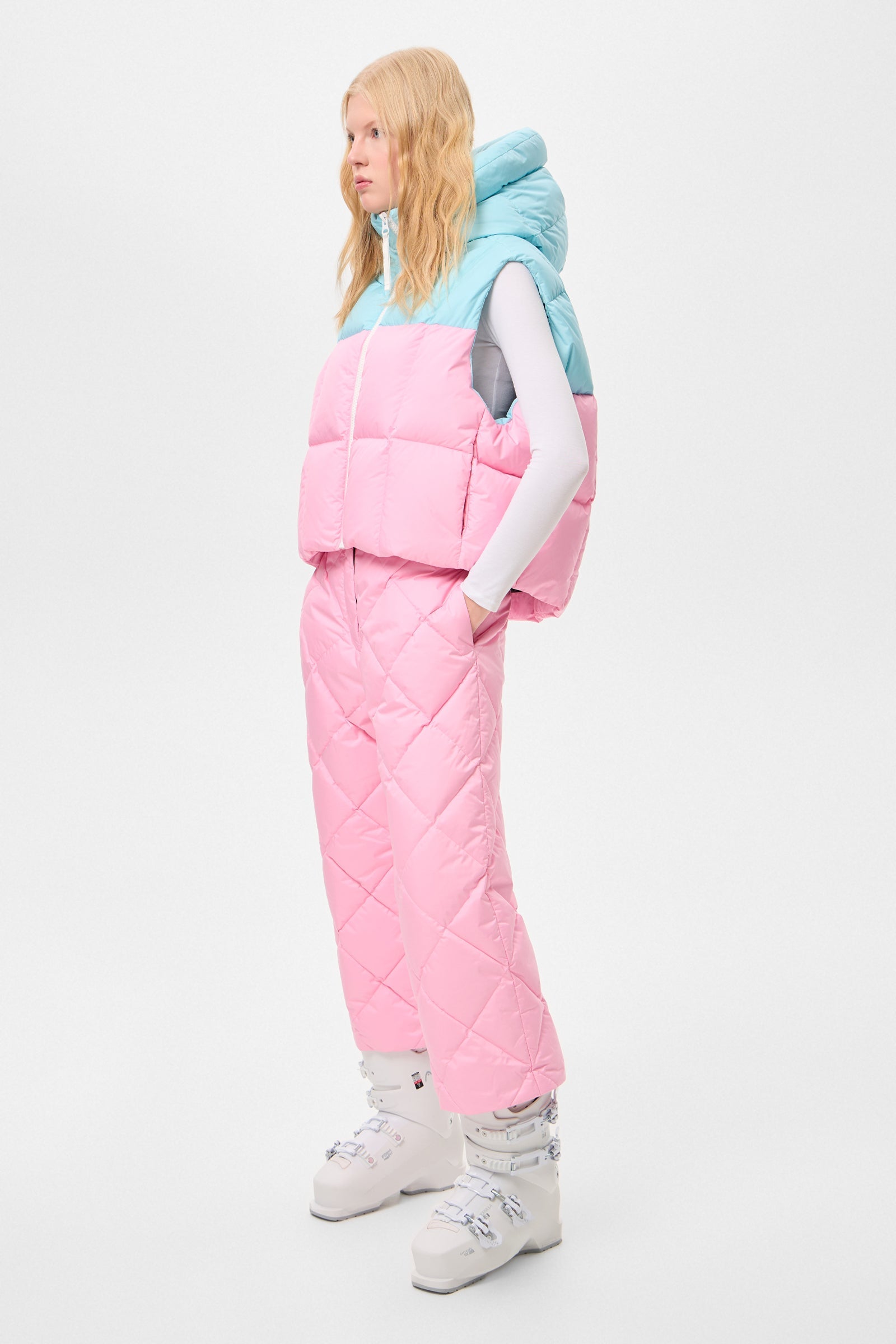 DOUBLE APRES SKI WENDY VEST TEC AQUA + PINK - IENKI IENKI