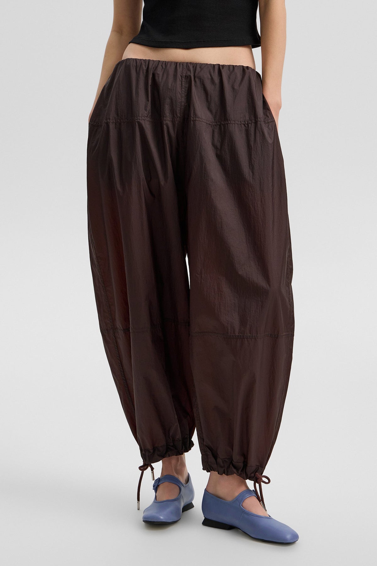 LIGHT BALLON PANTS MICRO BROWN - IENKI IENKI