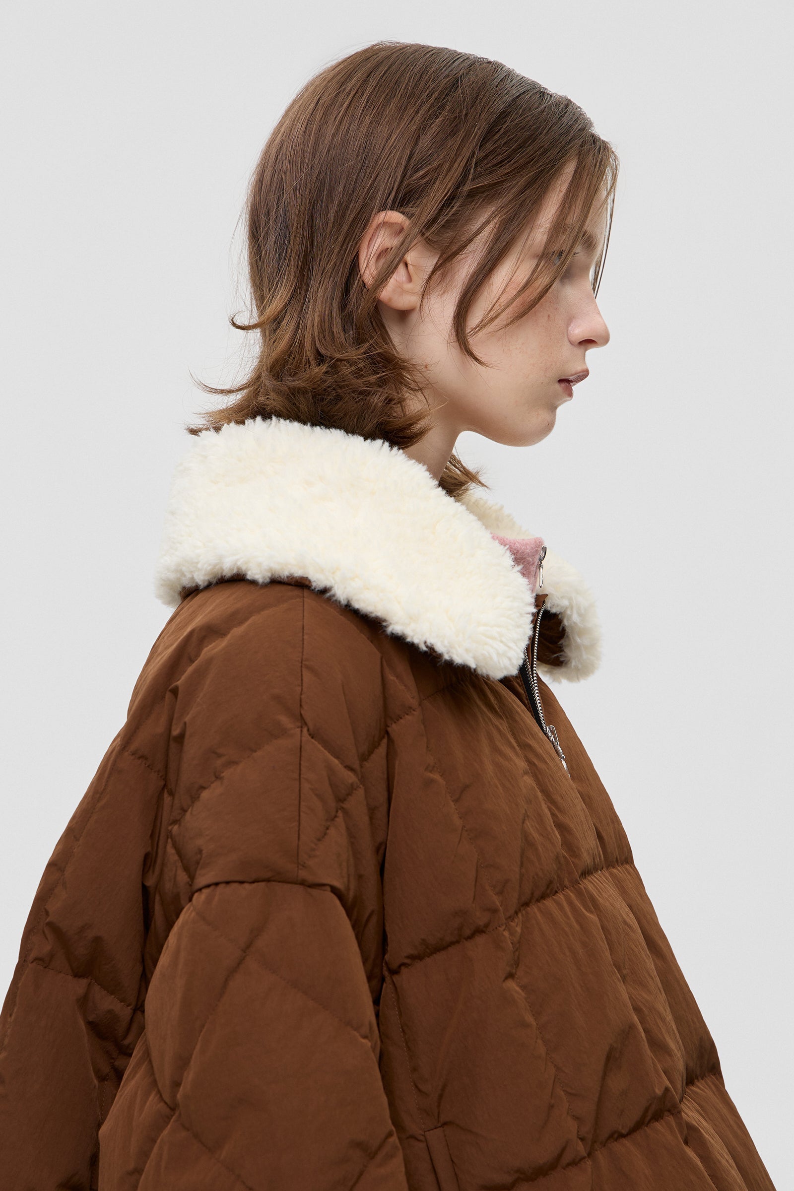 SHEARLING ARCO JACKET SCOOTER BROWN - IENKI IENKI