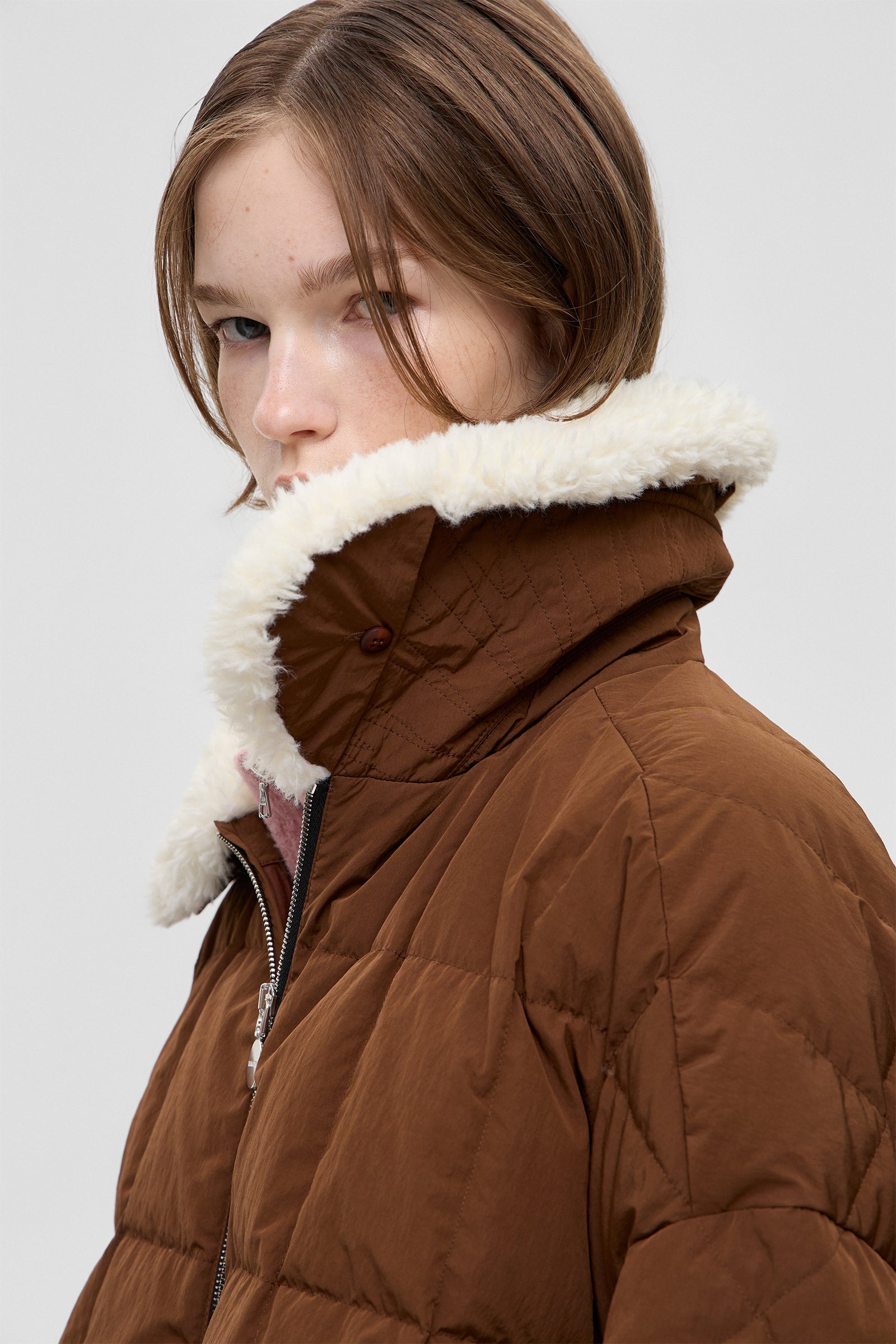 SHEARLING ARCO JACKET SCOOTER BROWN - IENKI IENKI