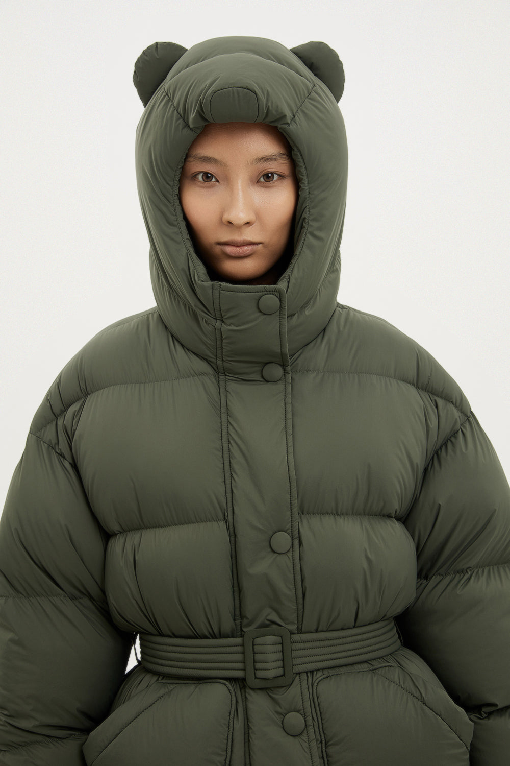 lenki lenki hooded bear Michlin Jacket soft green nylon