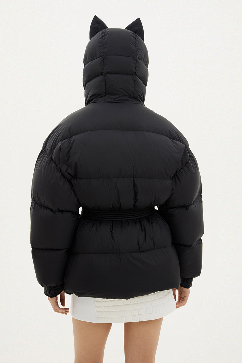 lenki lenki hooded fox Michlin Jacket soft black nylon