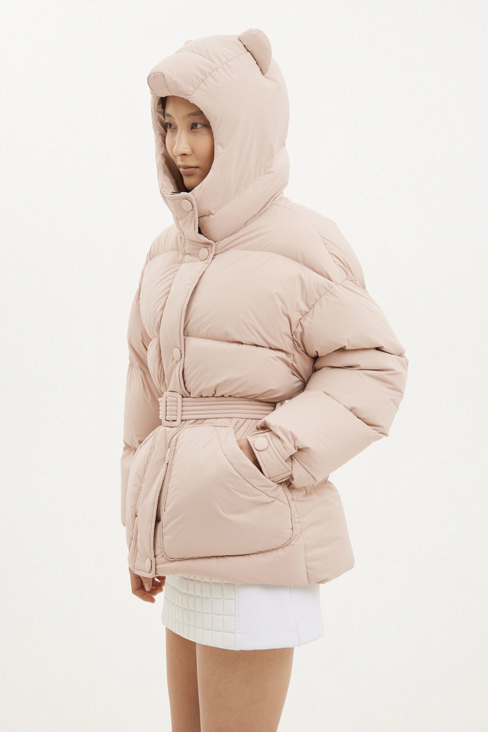 lenki lenki hooded bear Michlin Jacket soft pale pink nylon