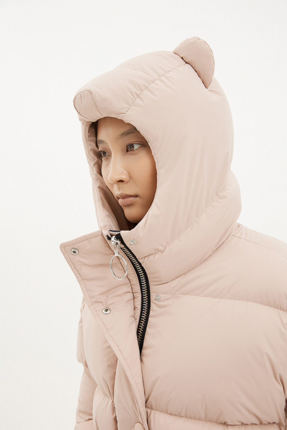 Cute soft bright pink jacket with teddy polar bear ears on hood