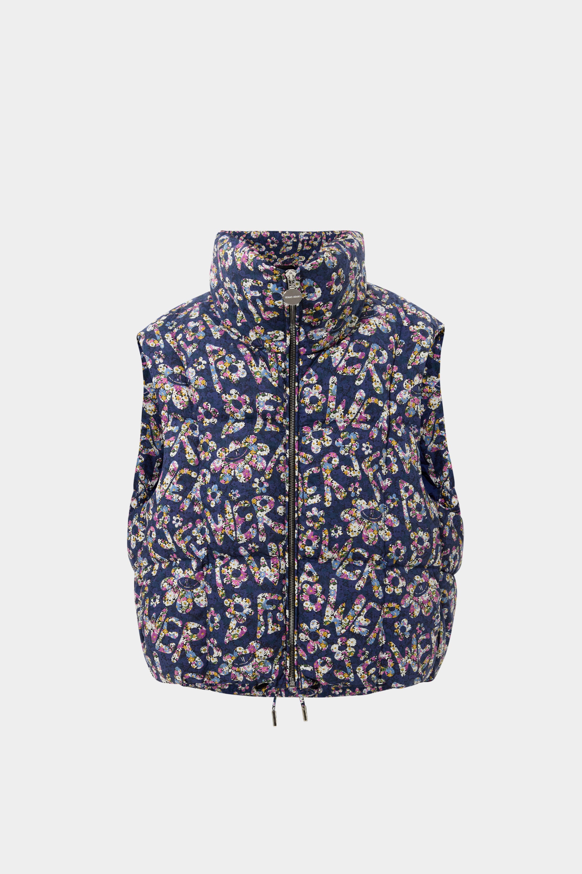 Zip Vest Flower Navy