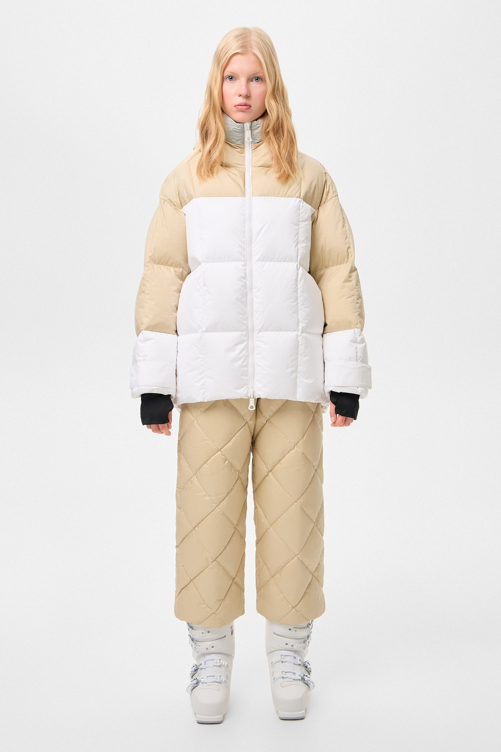 Multi Apres Ski Long Wendy Jacket Tec Grey + Beige + White