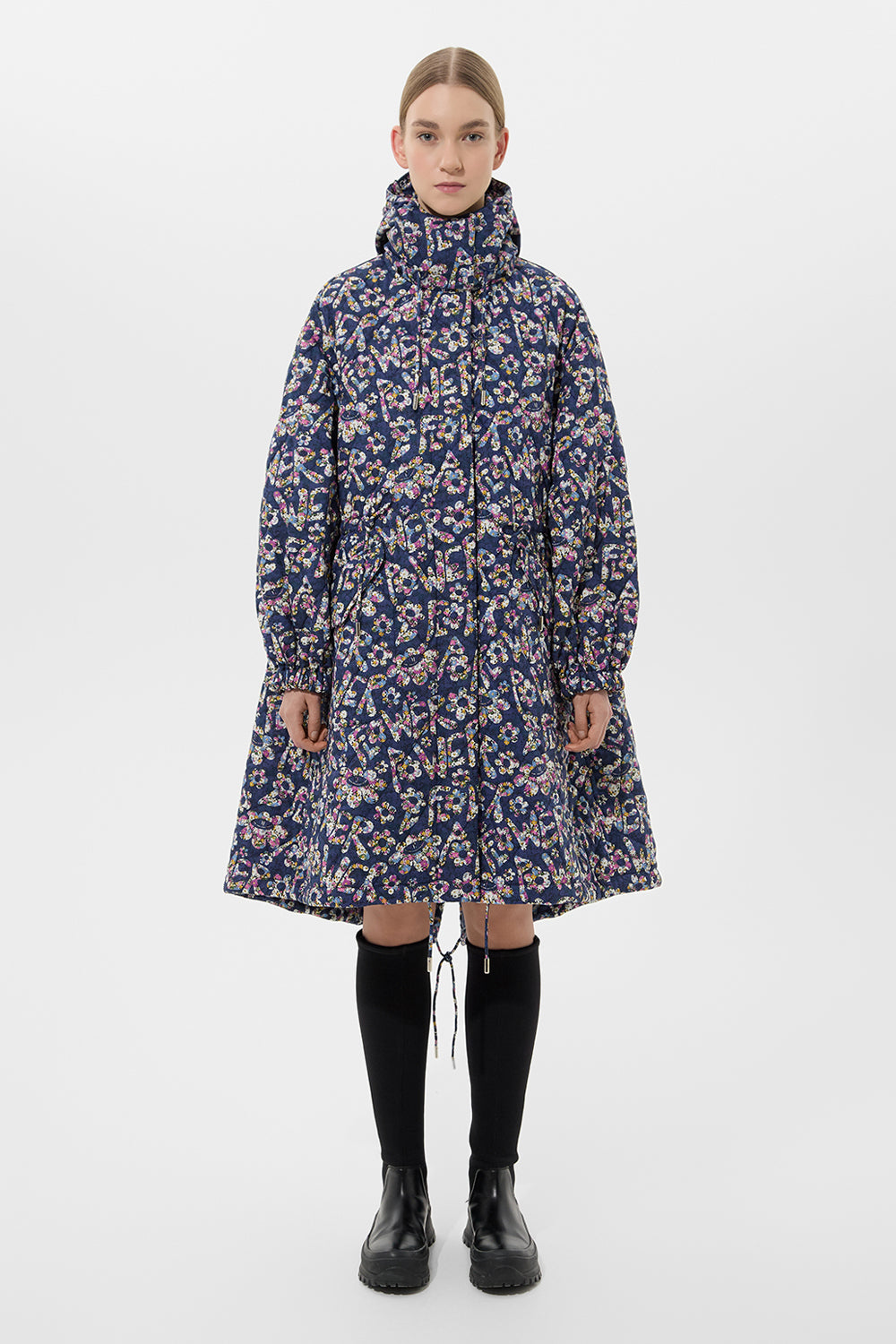 Light Parka Flower Navy