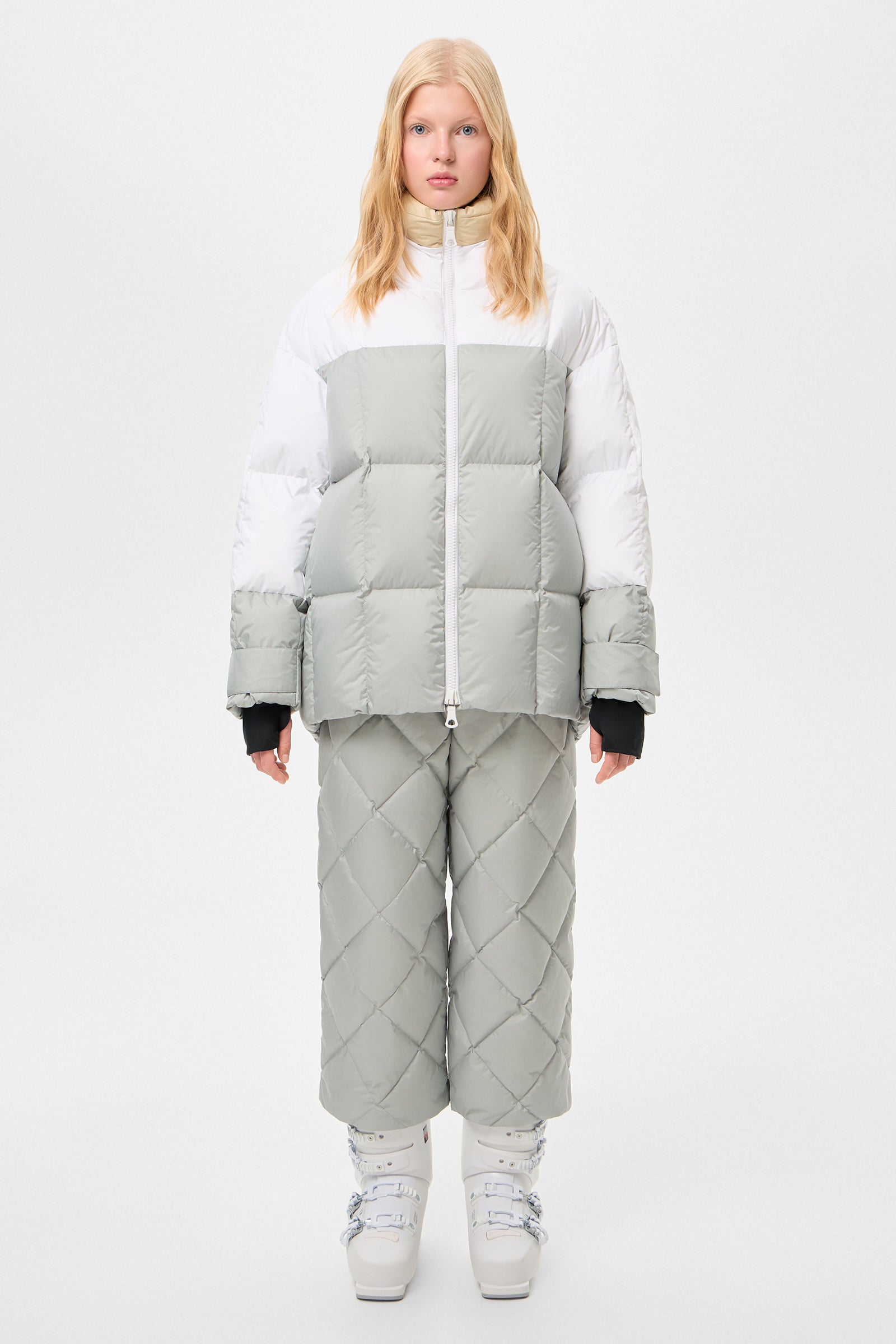 Multi Apres Ski Long Wendy Jacket Tec Beige + White+ Grey