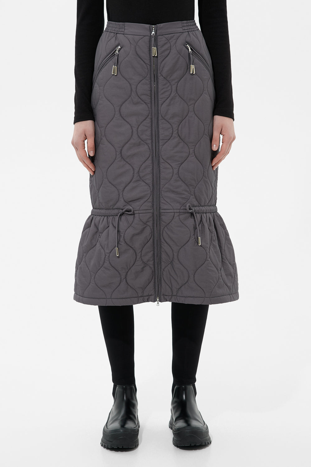 Gray quilted skirt hotsell