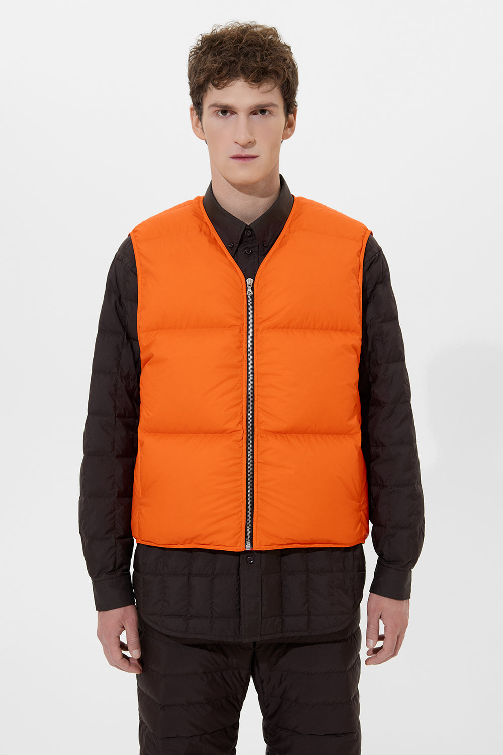 Zip Vest Man Micro Orange