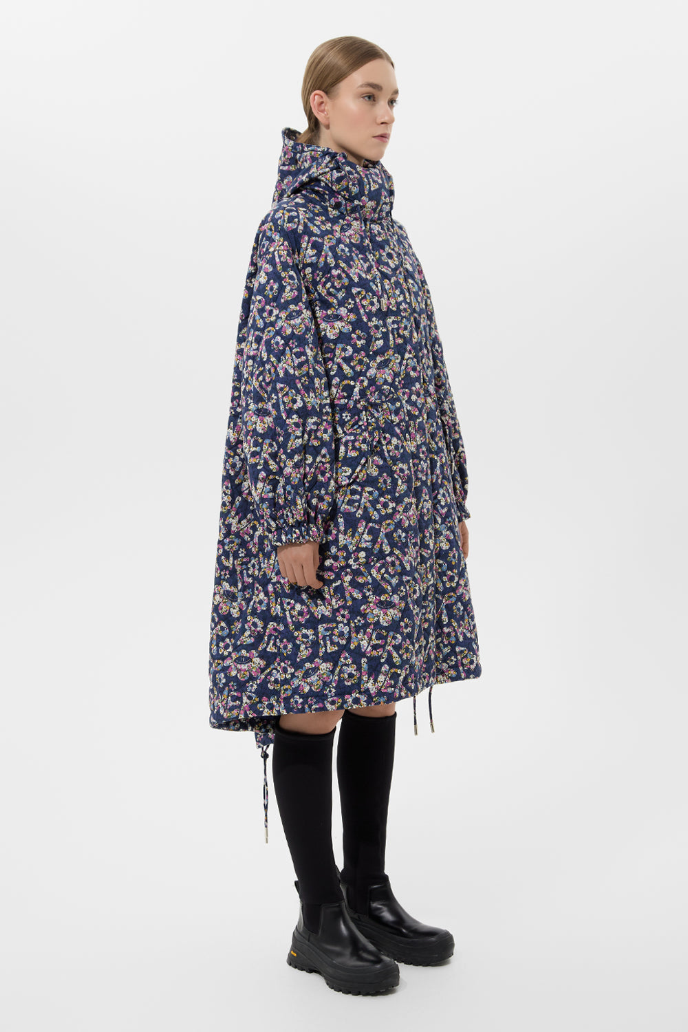 Light Parka Flower Navy