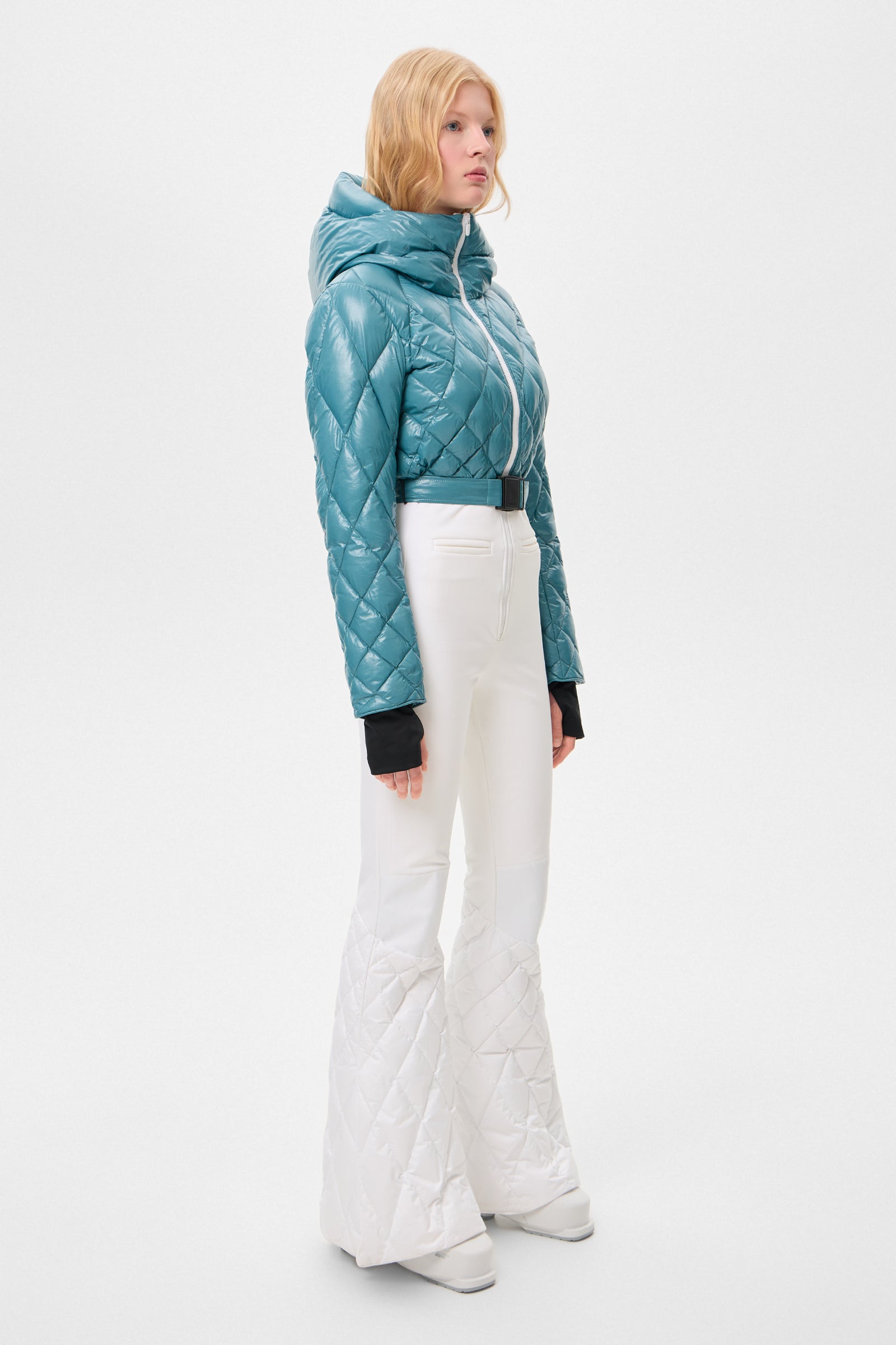 Apres Ski Stardust Overall Glitter Green + Shell White