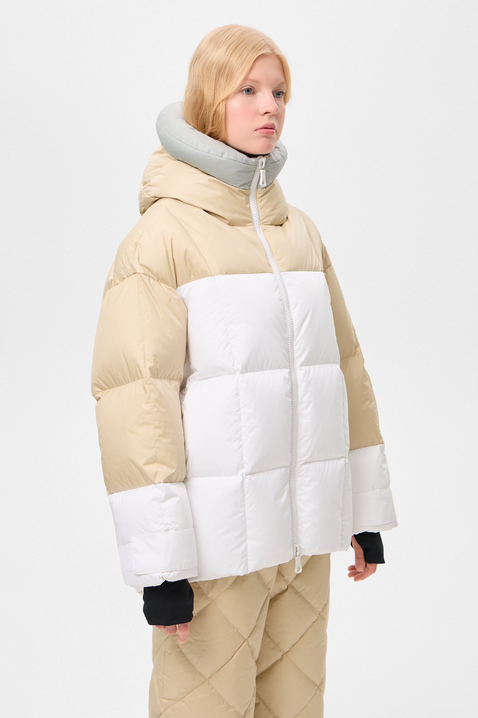 Multi Apres Ski Long Wendy Jacket Tec Grey + Beige + White