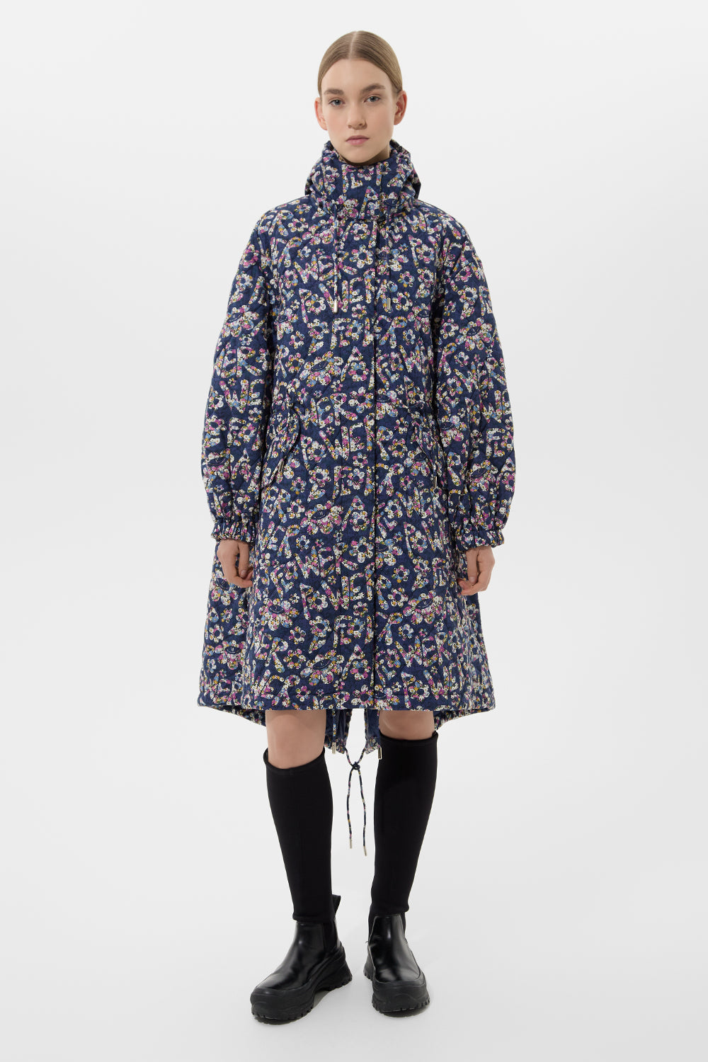 Light Parka Flower Navy