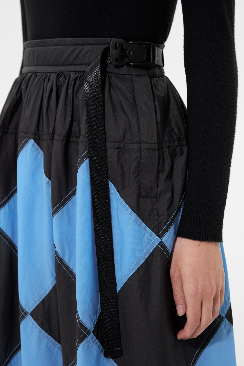 Diamond Balloon Skirt Micro Black + Micro Bright Blue