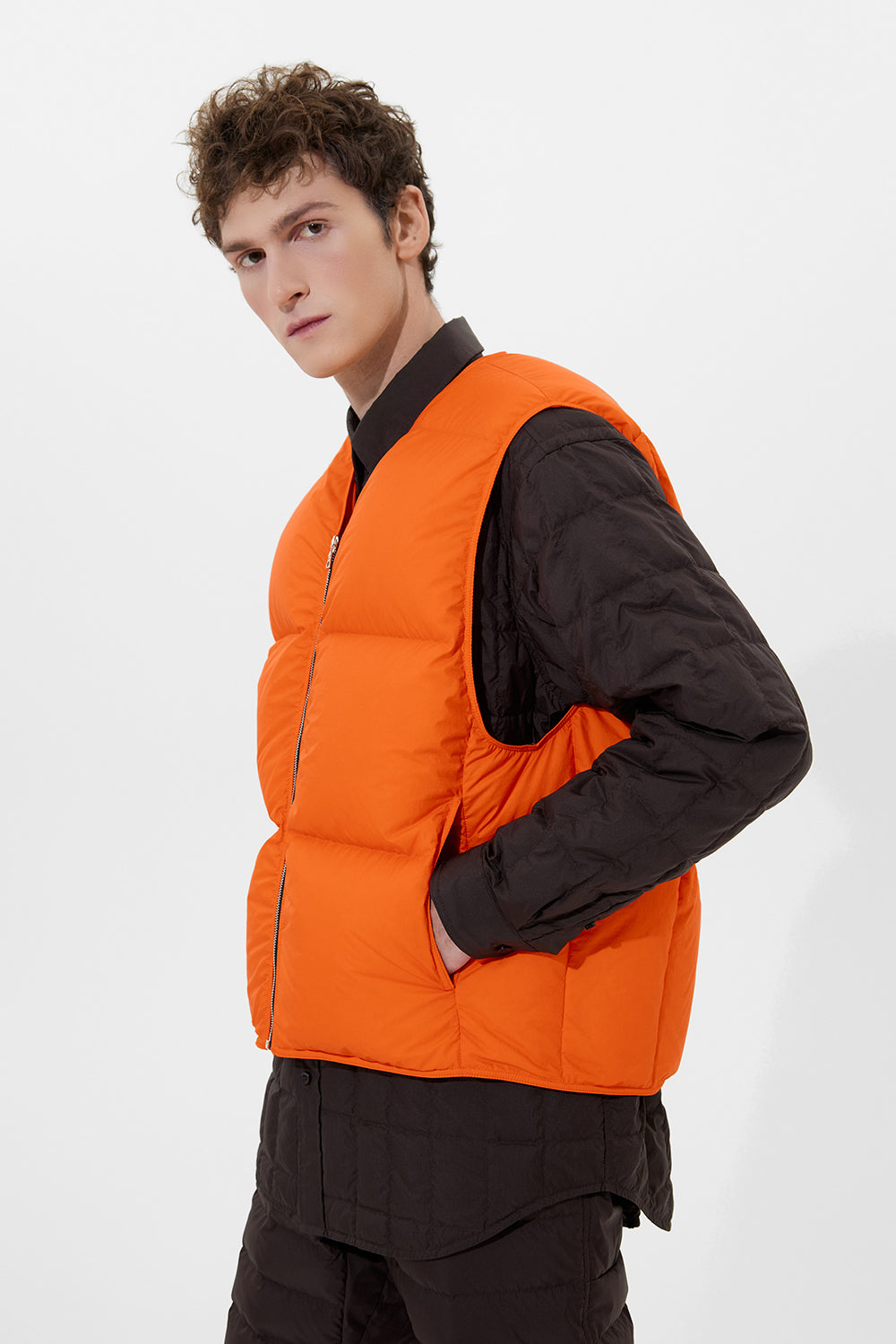 Zip Vest Man Micro Orange