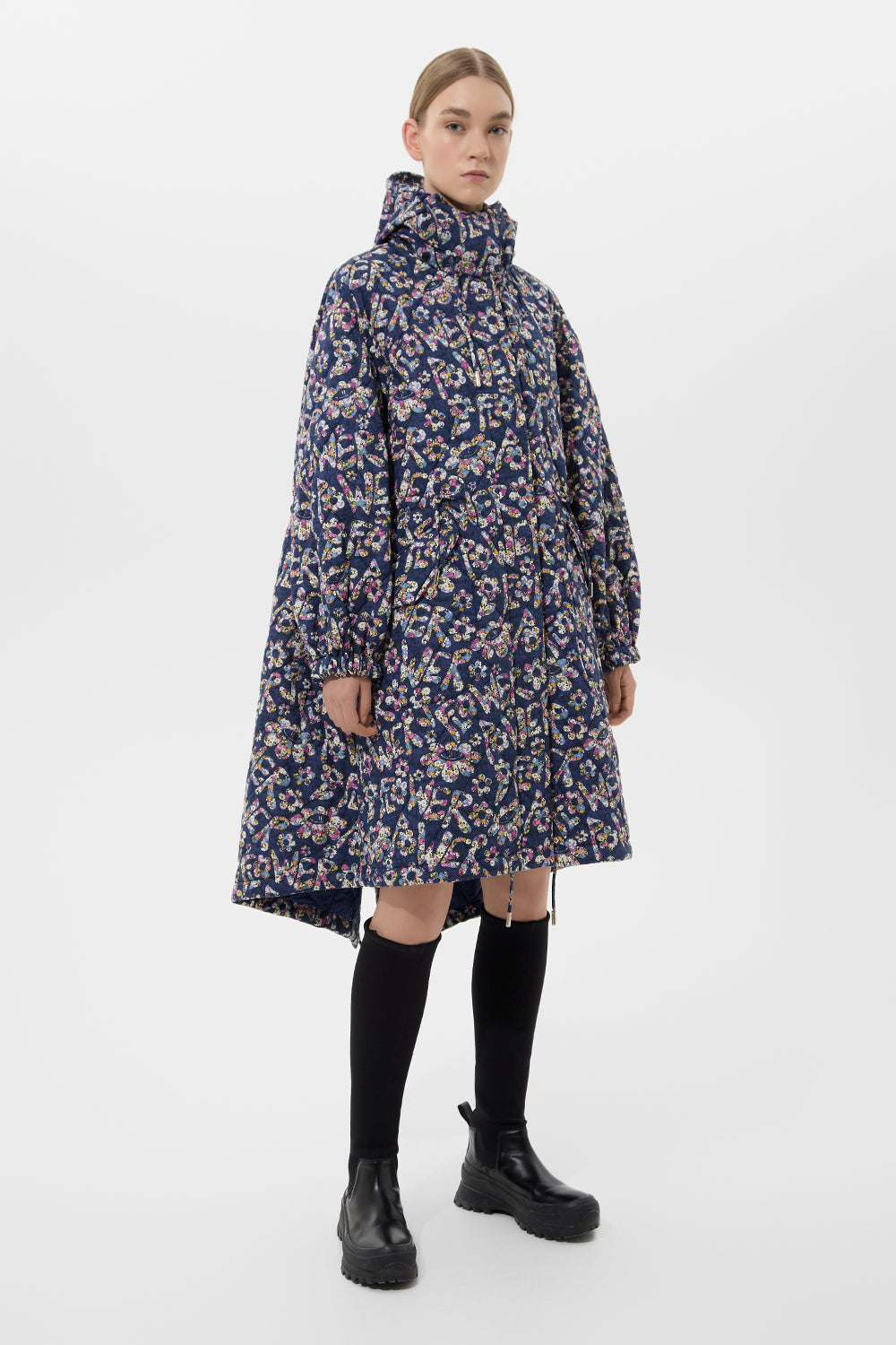 Light Parka Flower Navy