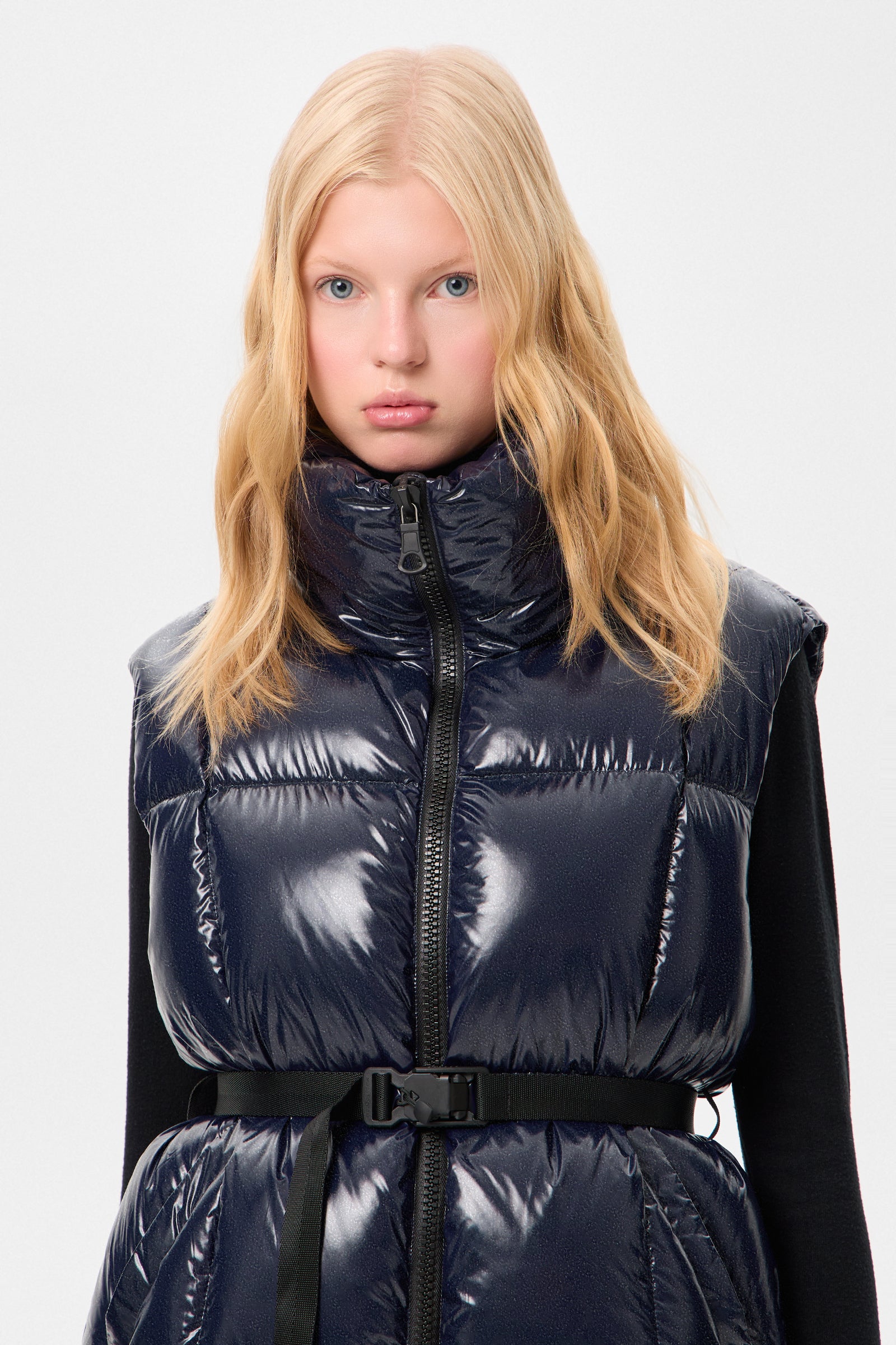 Apres Ski Belted Vest Glitter Navy