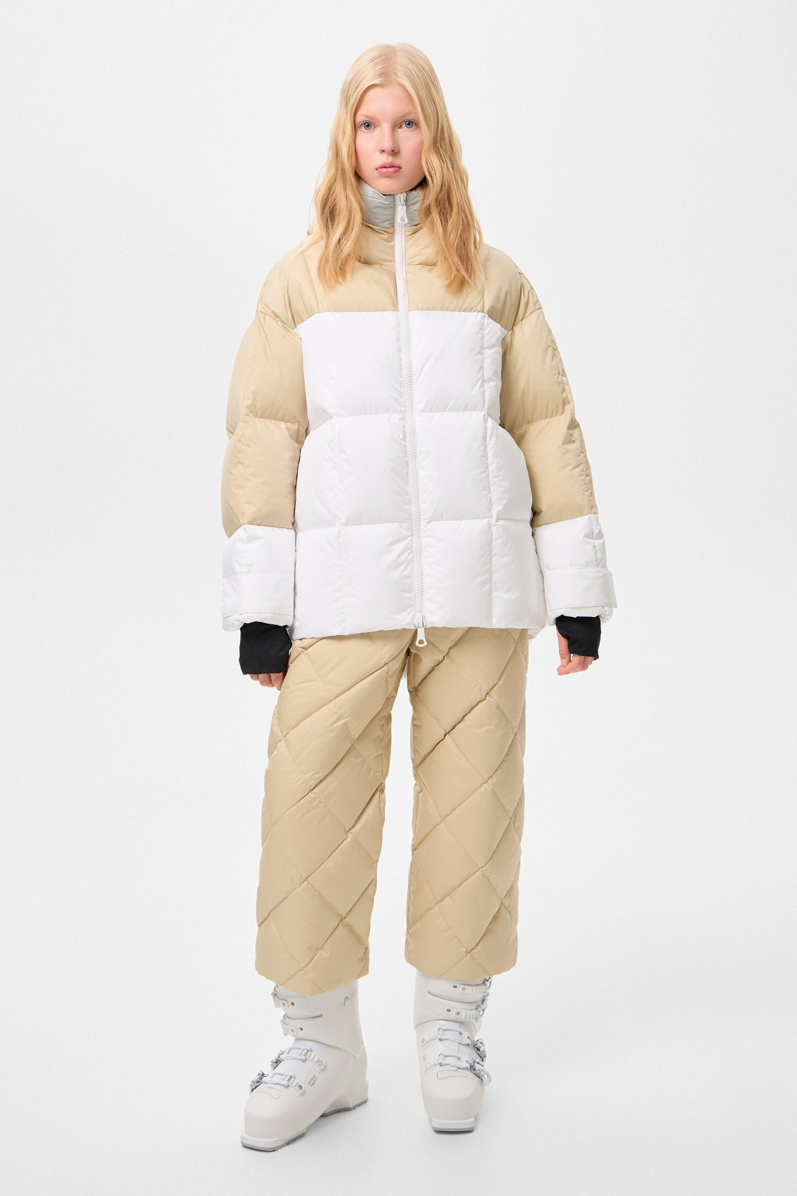 Multi Apres Ski Long Wendy Jacket Tec Grey + Beige + White