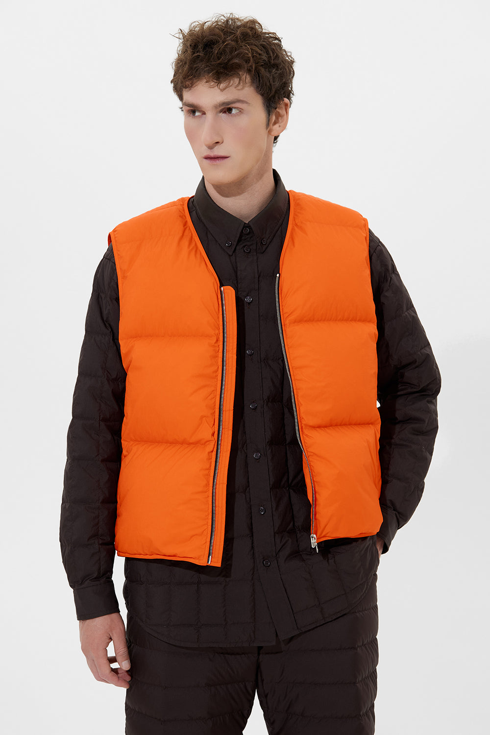 Zip Vest Man Micro Orange